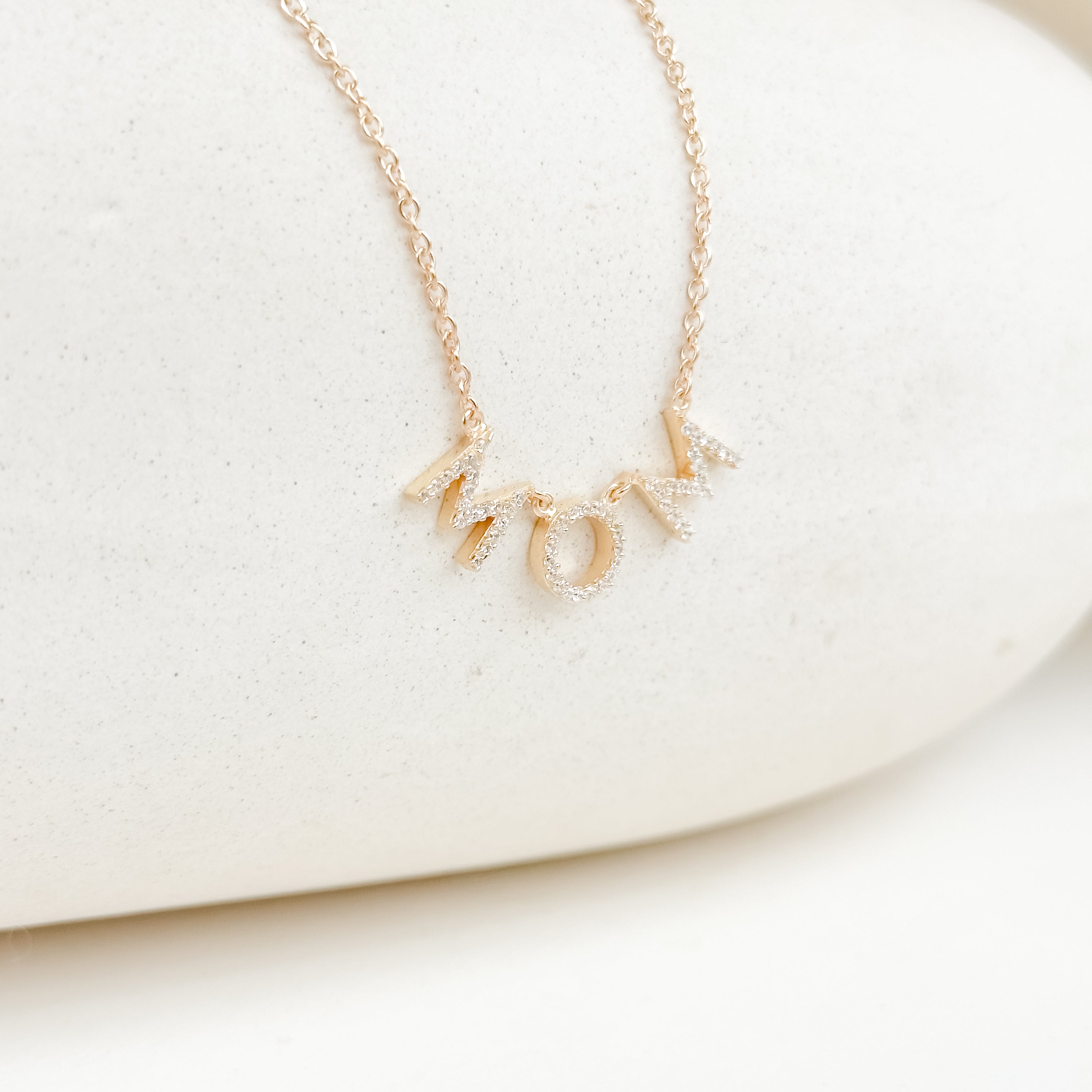 MOM Pave Dainty Diamond Necklace - Octonov