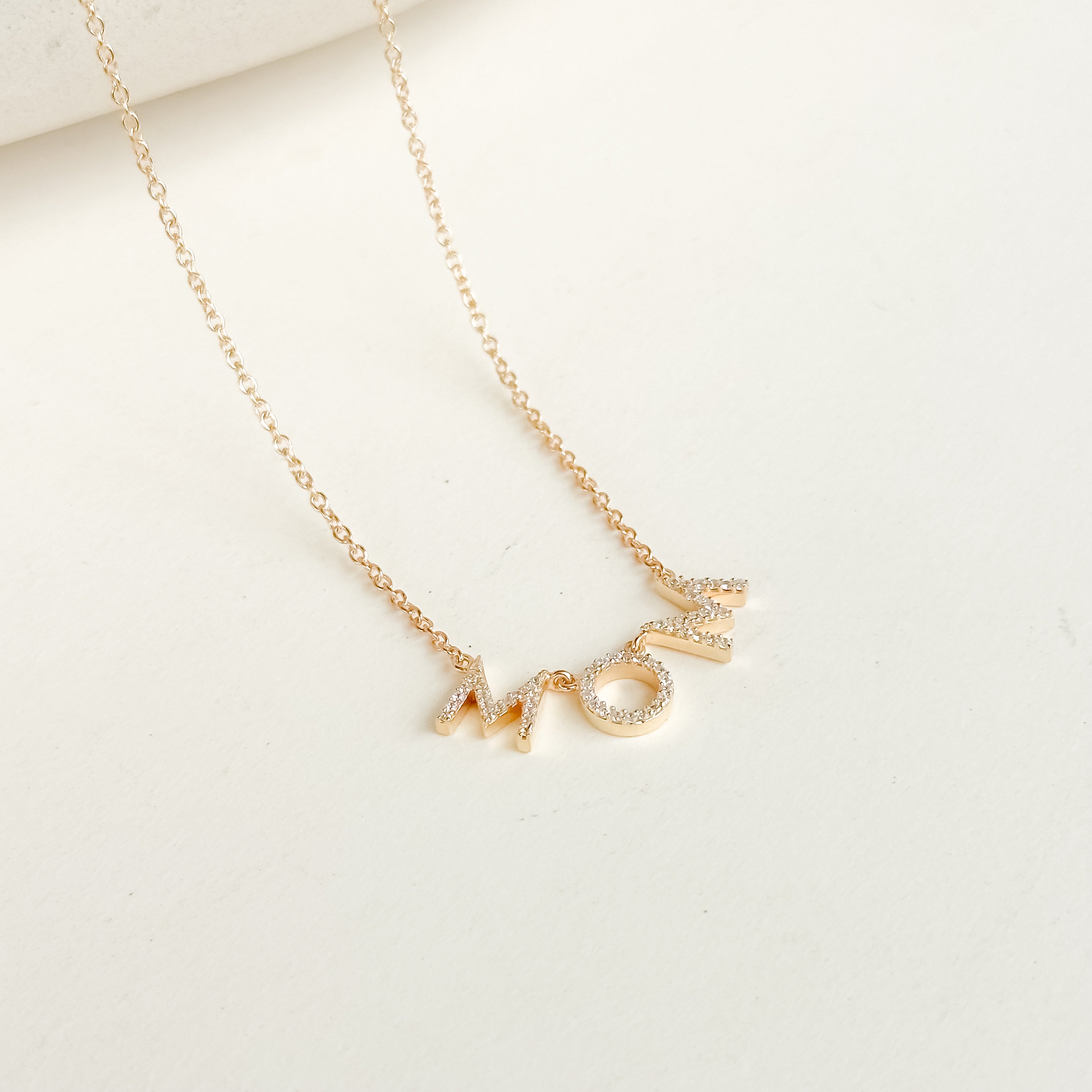MOM Pave Dainty Diamond Necklace - Octonov