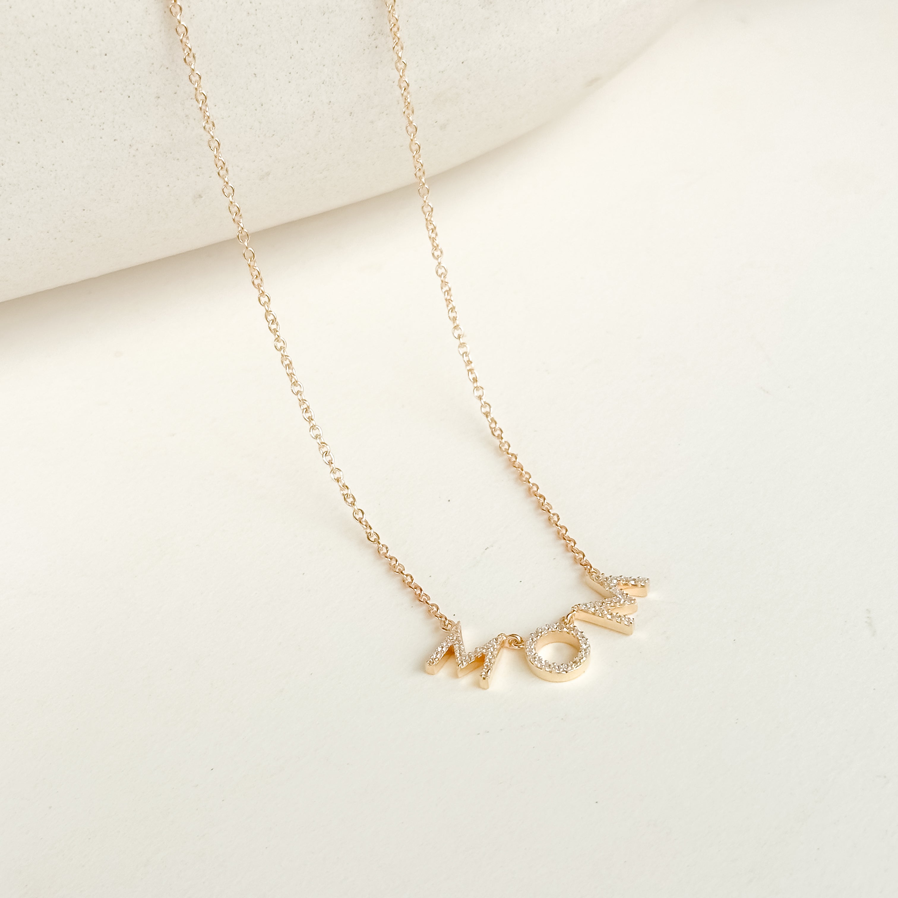 MOM Pave Dainty Diamond Necklace - Octonov