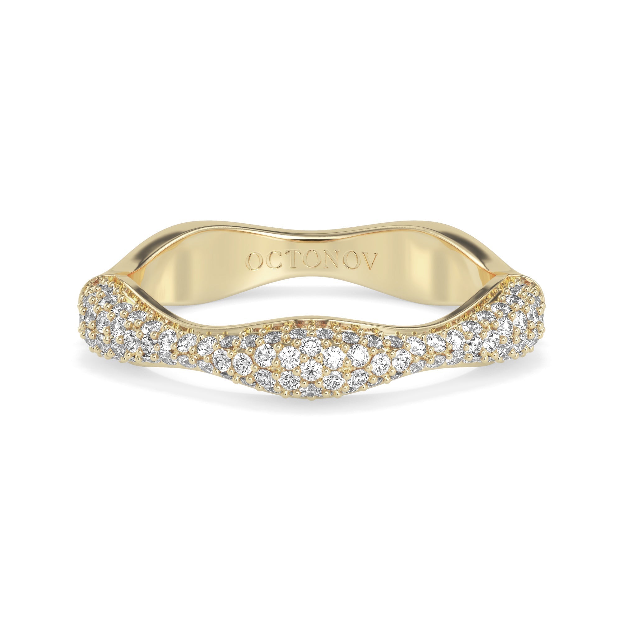 Diamond Swirl Stacker Ring in Rose Gold - Octonov