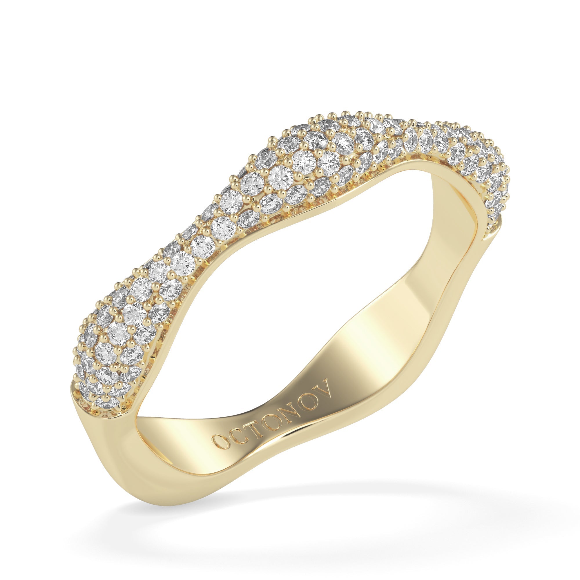 Diamond Swirl Stacker Ring in Gold - Octonov