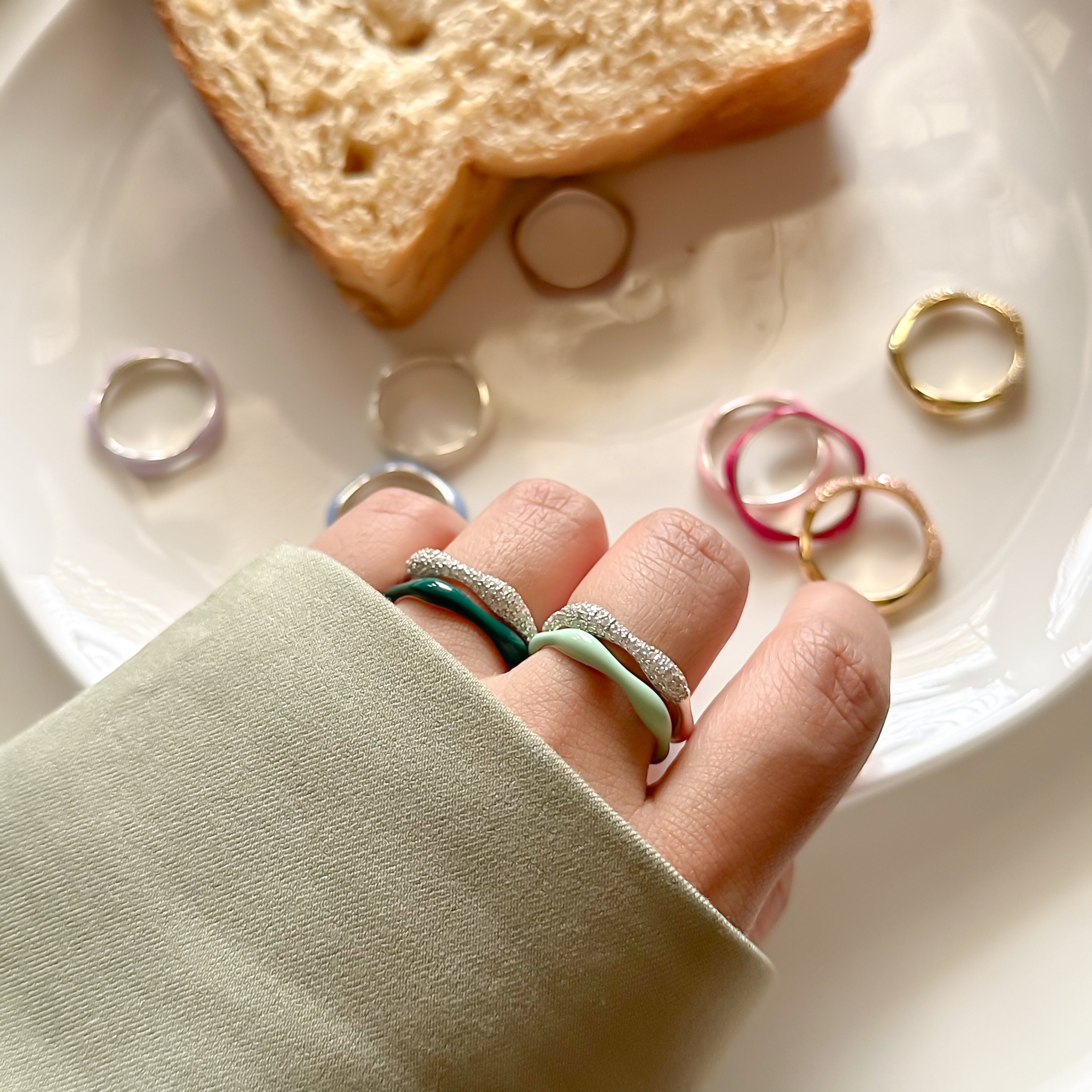 Sorbet Swirls Enamel Stacker Ring - Octonov