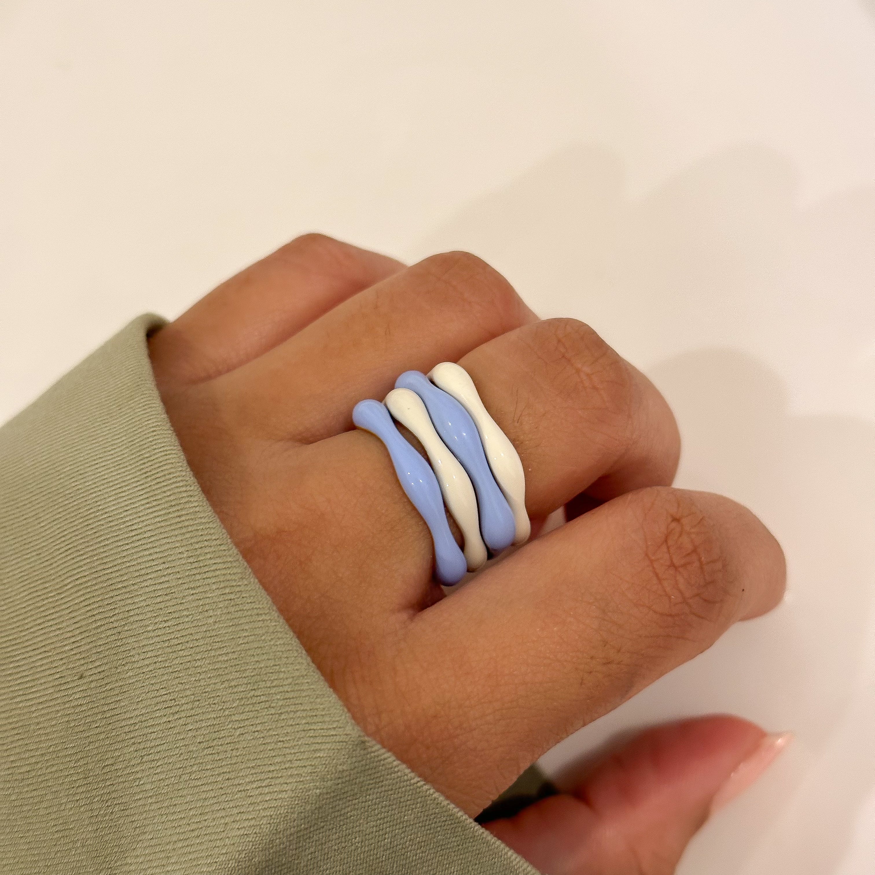 Sorbet Swirls Enamel Rings Duo - Octonov