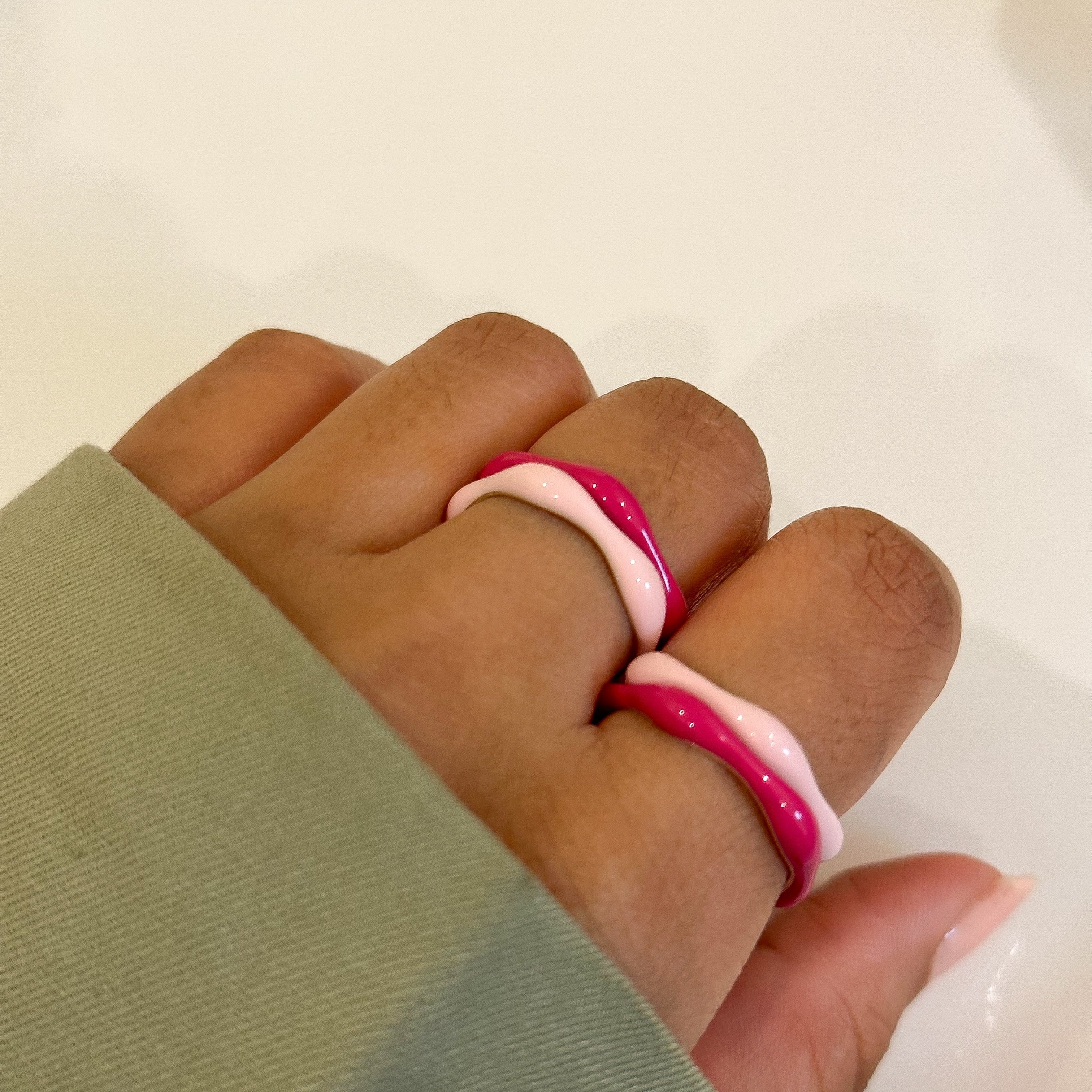 Sorbet Swirls Enamel Rings Duo - Octonov