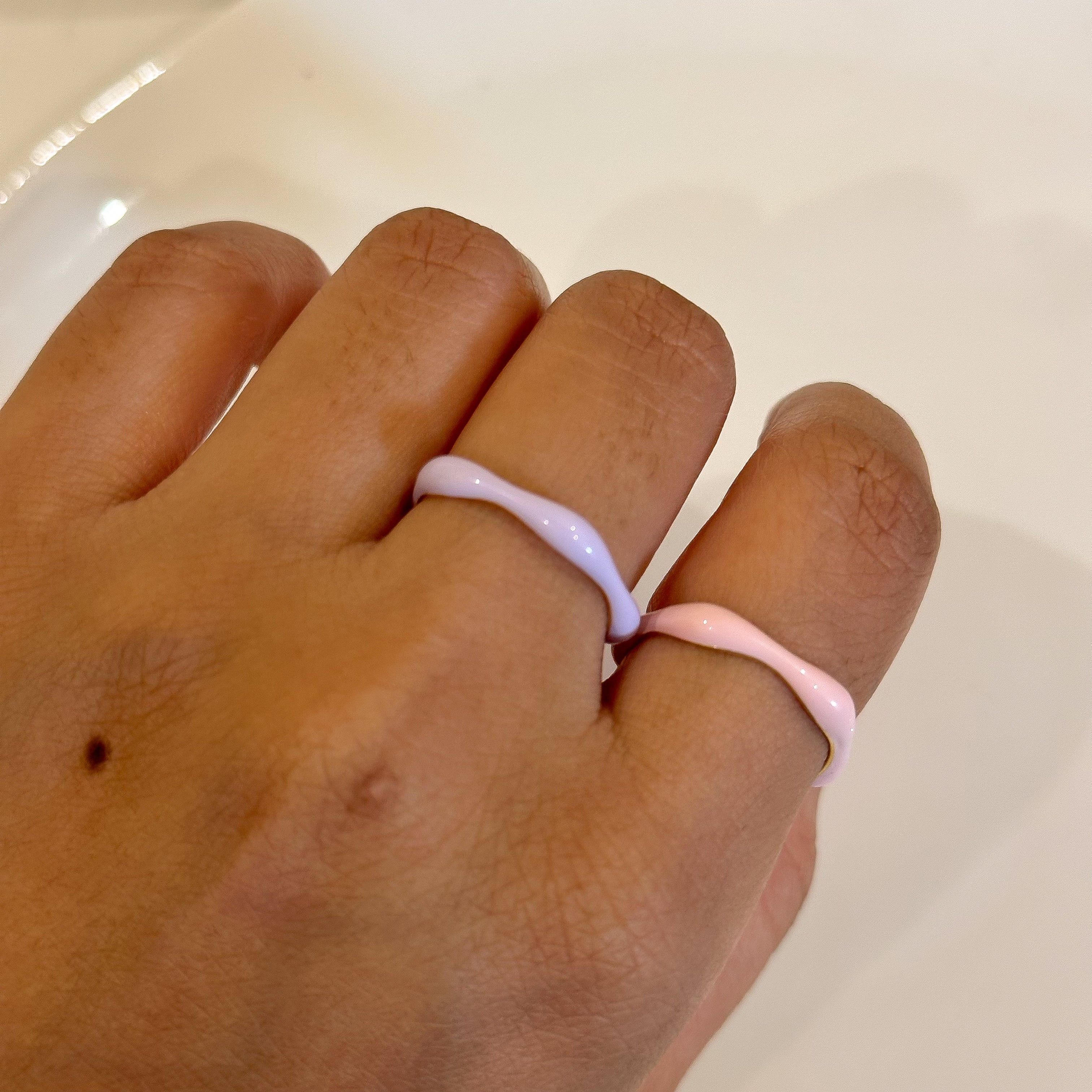 Sorbet Swirls Enamel Rings Duo - Octonov