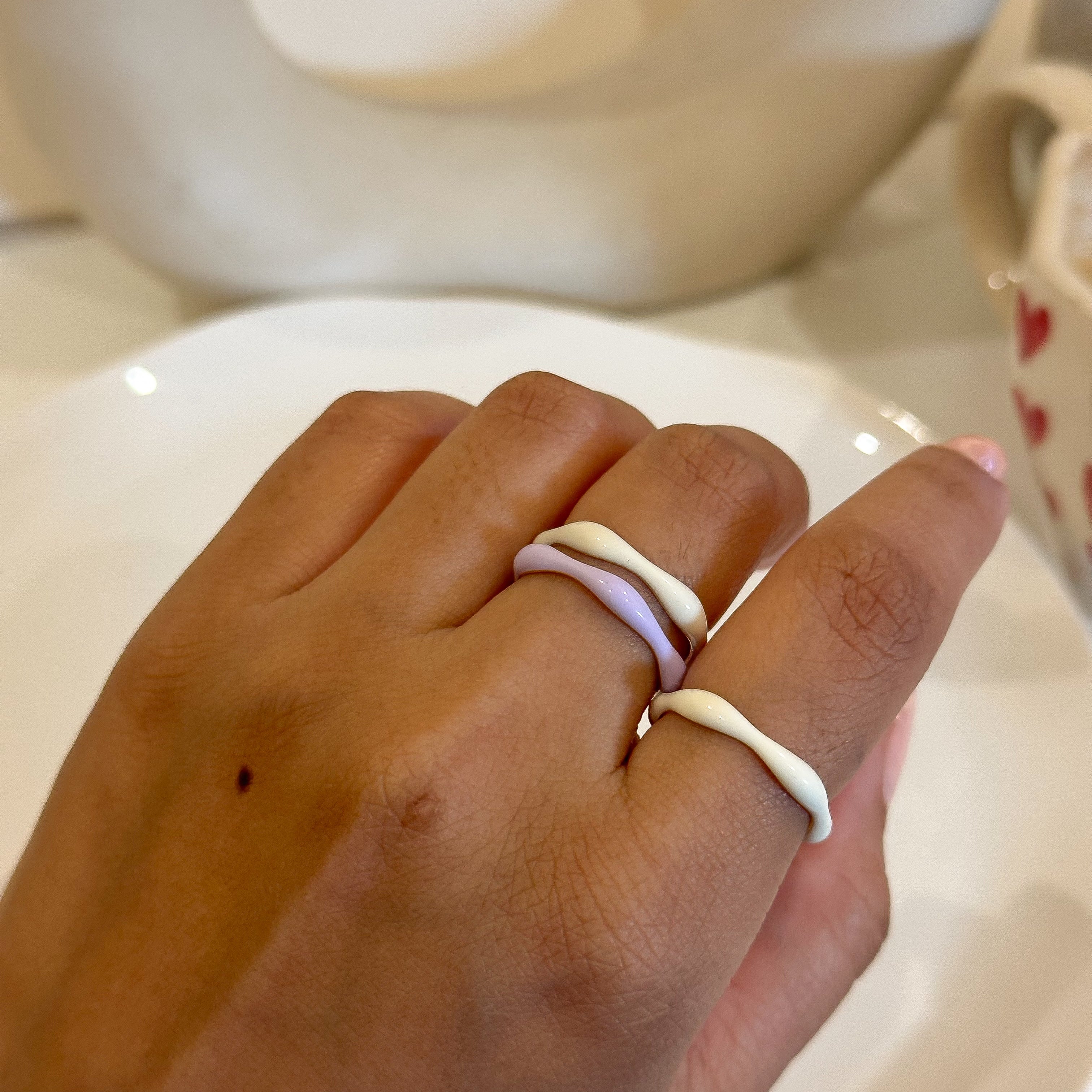 Sorbet Swirls Enamel Rings Duo - Octonov