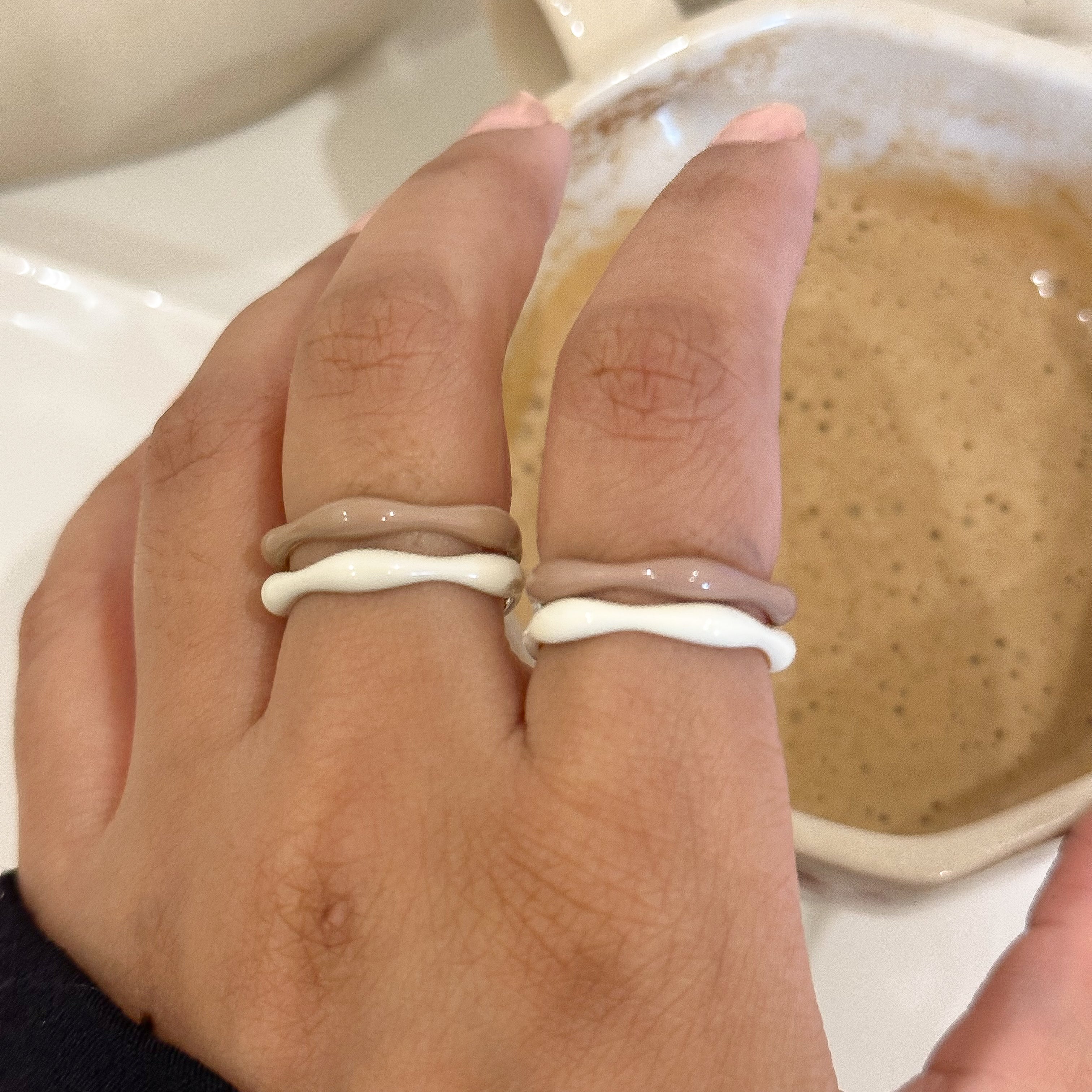 Sorbet Swirls Enamel Rings Duo - Octonov