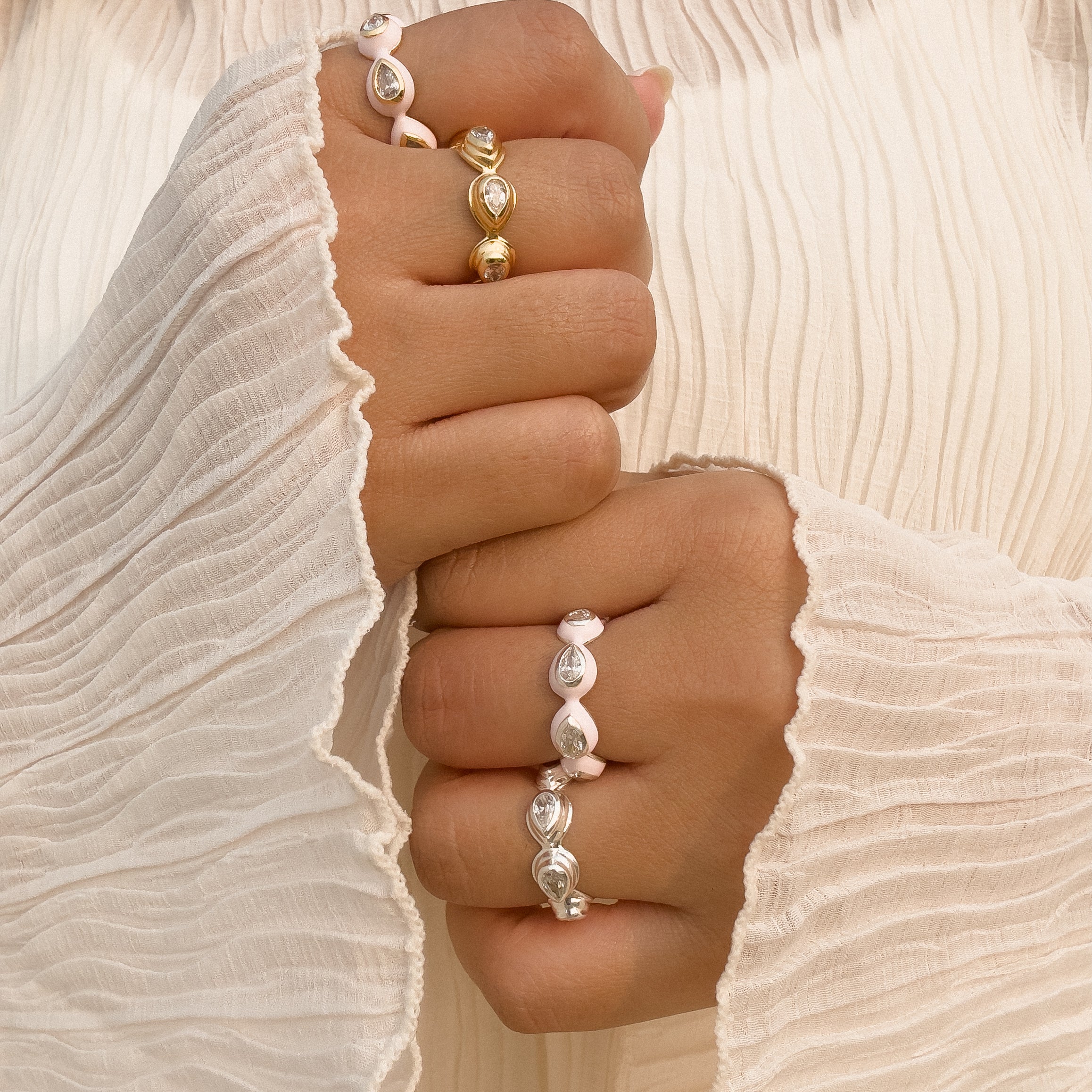 Enamel Bauble Pop & Solid Ring Duo - Octonov