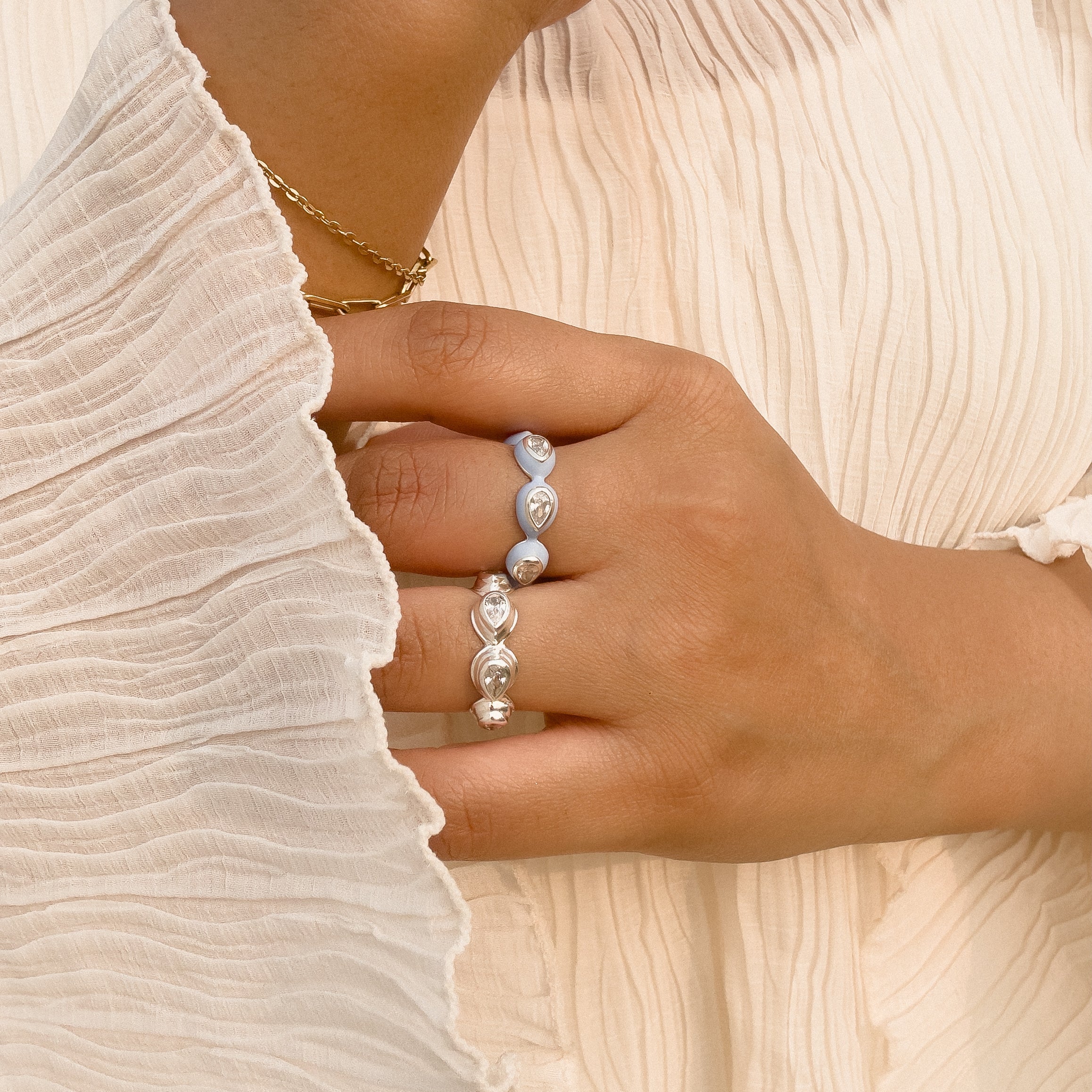 Enamel Bauble Pop & Solid Ring Duo - Octonov