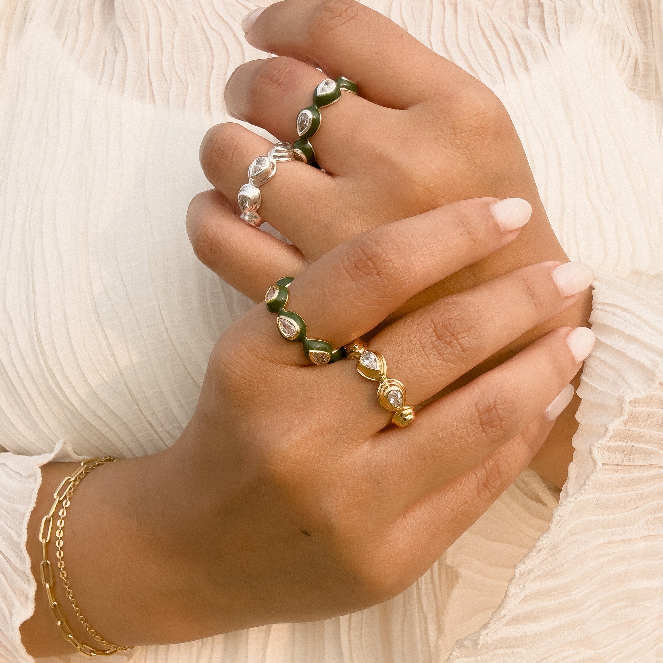 Enamel Bauble Pop & Solid Ring Duo - Octonov