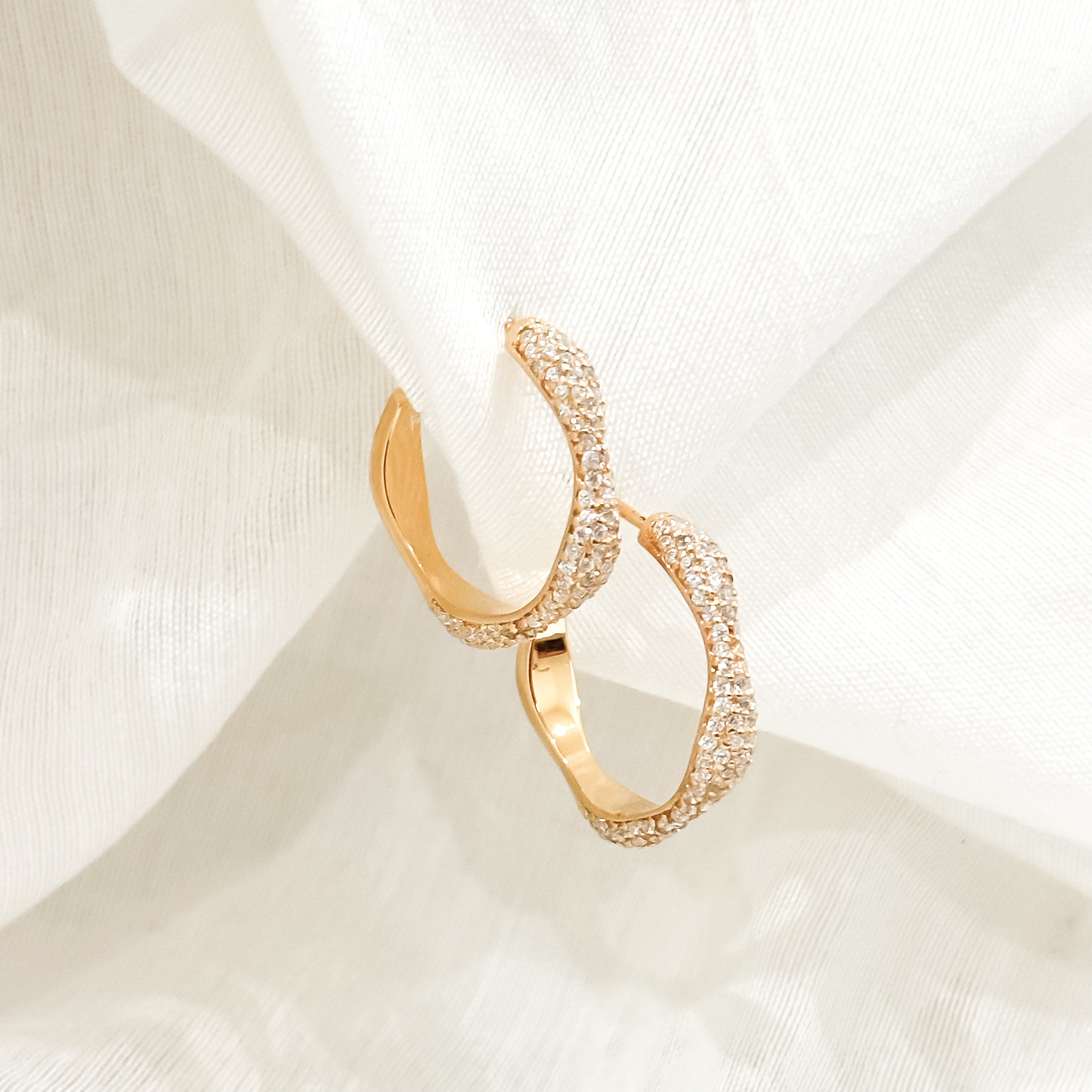 Diamond Swirls Rose Gold Hoops - Octonov
