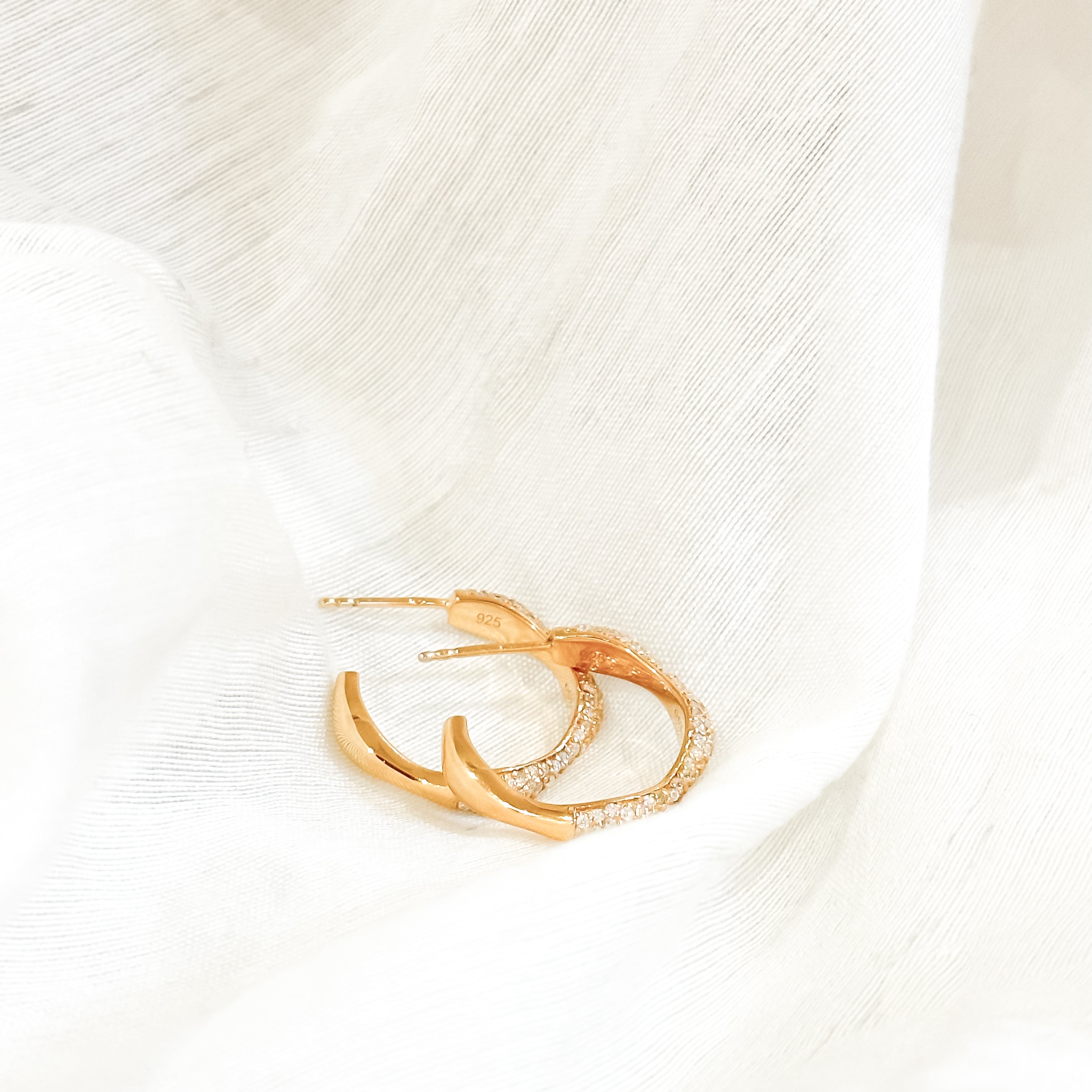 Diamond Swirls Rose Gold Hoops - Octonov