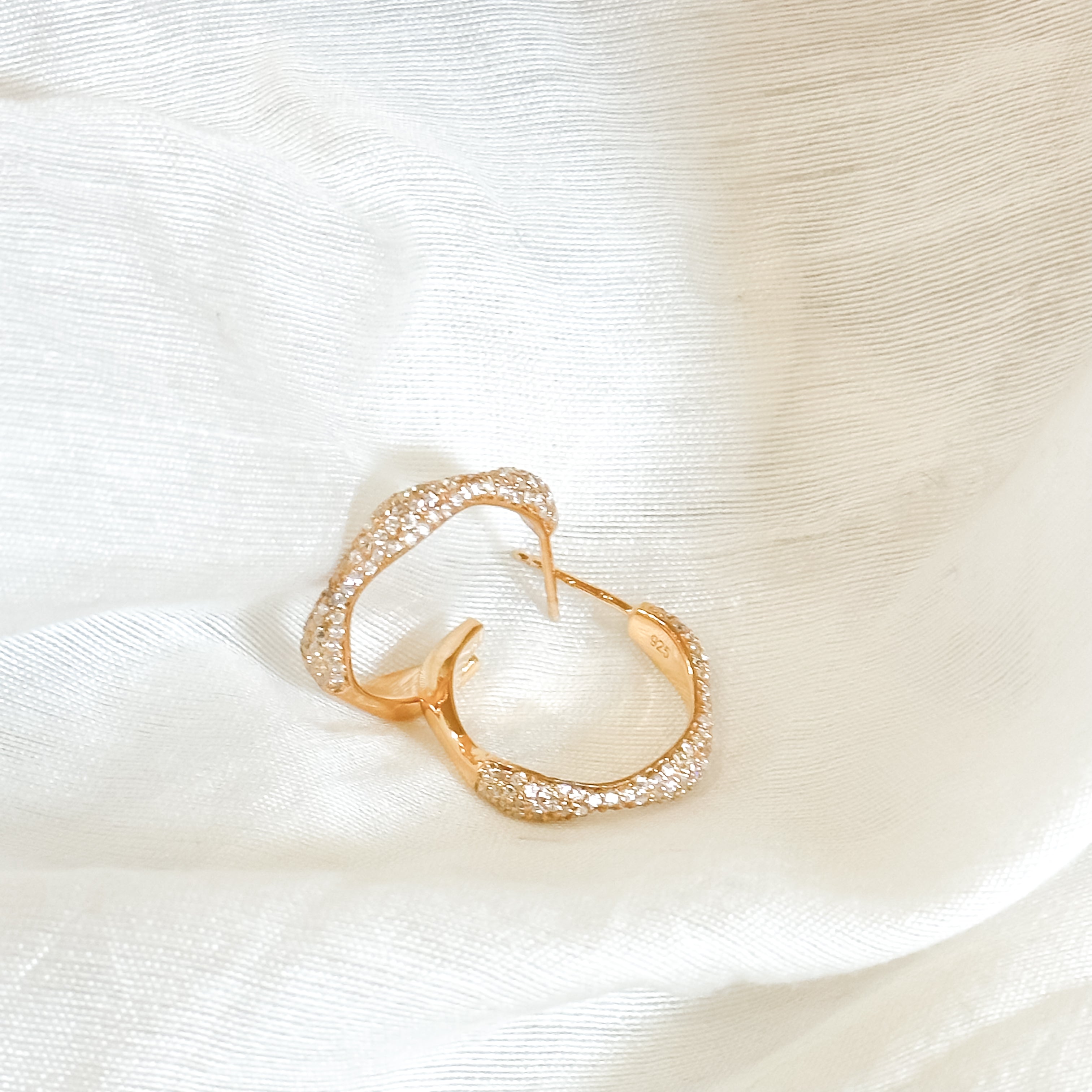 Diamond Swirls Silver Hoops - Octonov