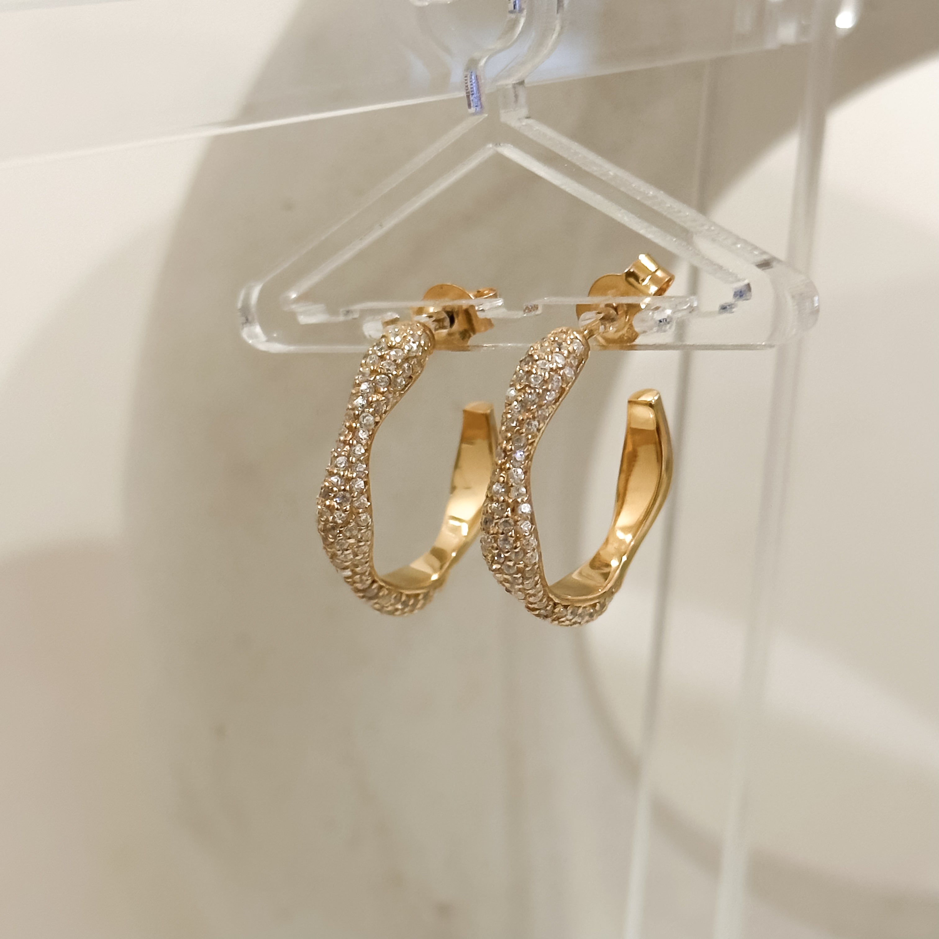 Diamond Swirls Rose Gold Hoops - Octonov