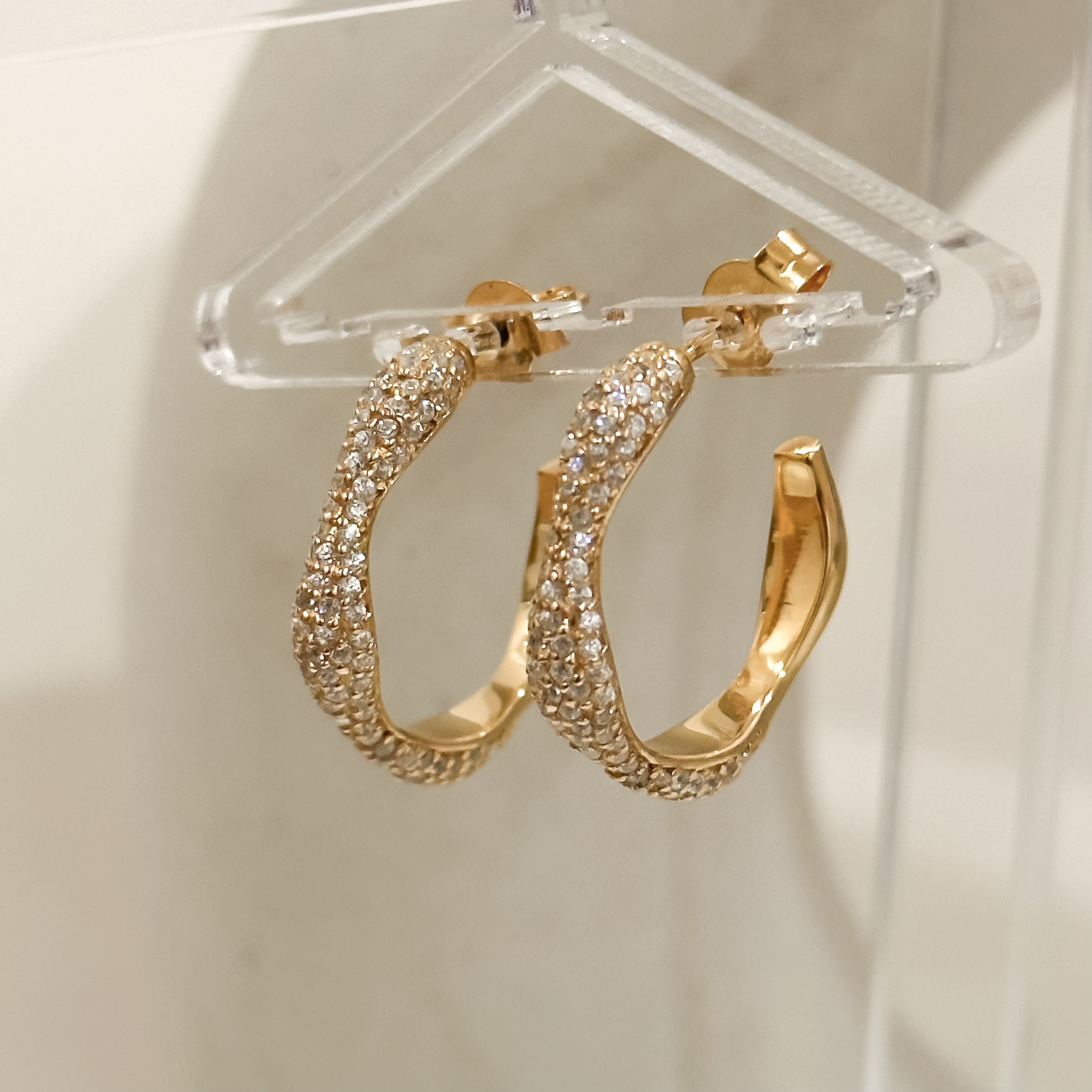 Diamond Swirls Rose Gold Hoops - Octonov