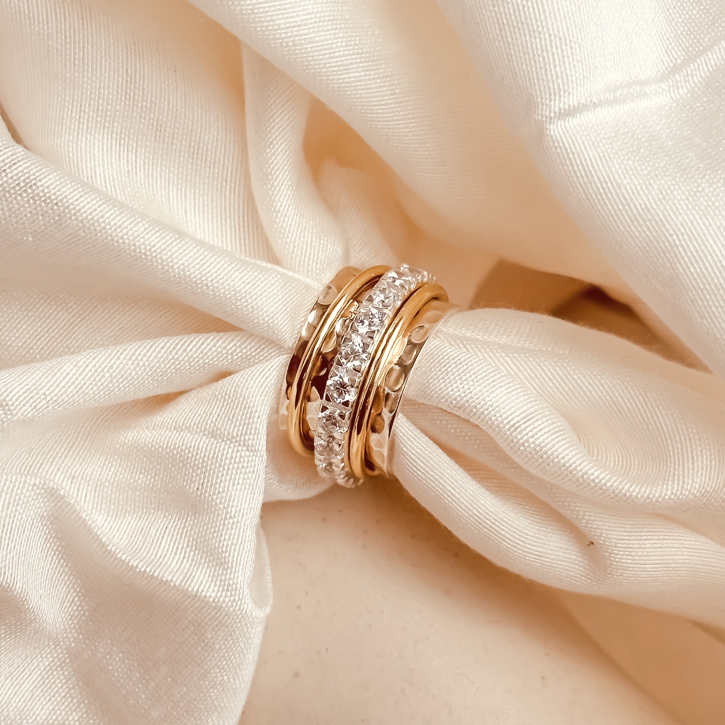 March Birthstone Eternity Spinner Ring - Octonov