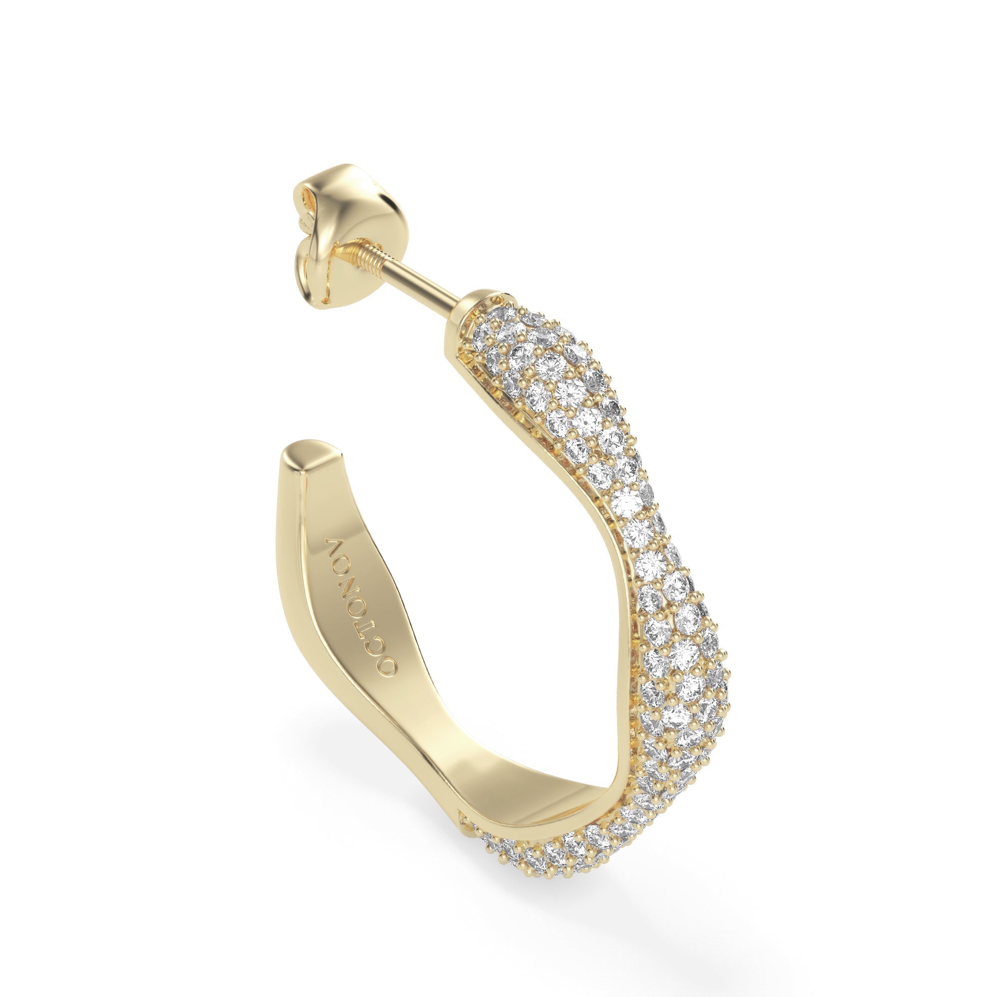 Diamond Swirls Silver Hoops - Octonov