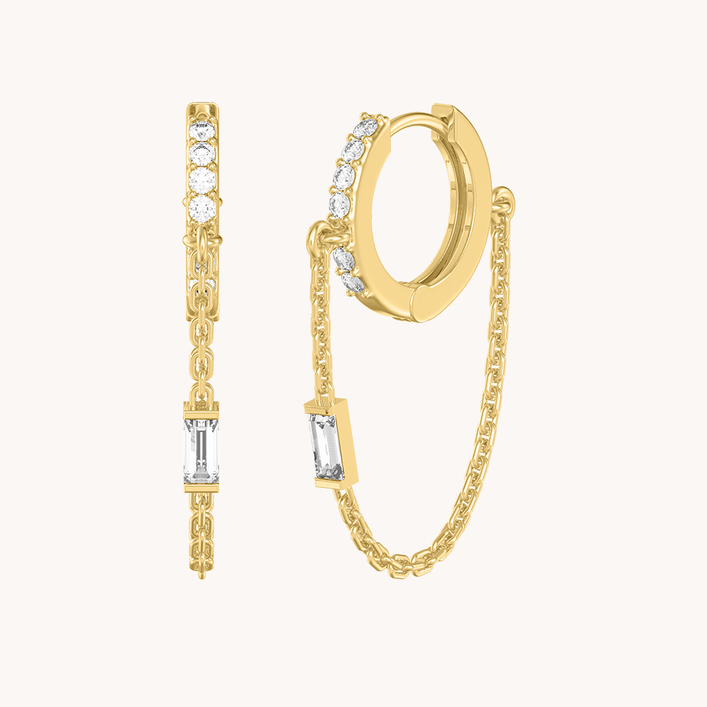 Statement Baguette Hoops with chain - Octonov