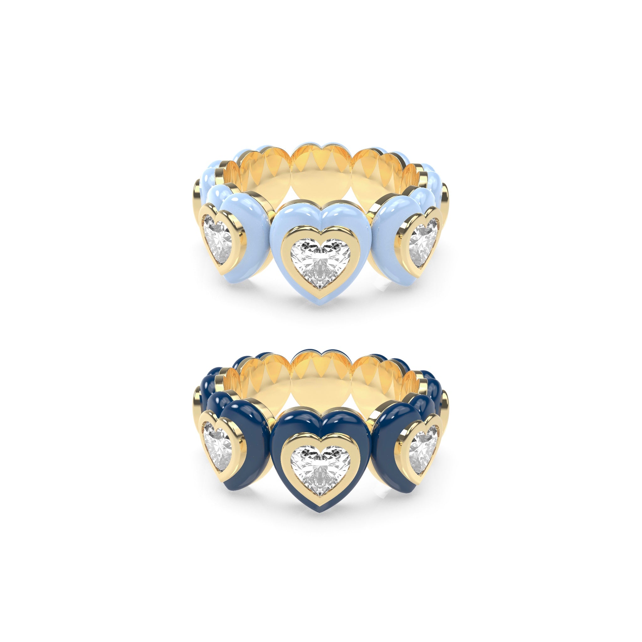 Heart Enamel Bauble Pop Ring Duo - Octonov