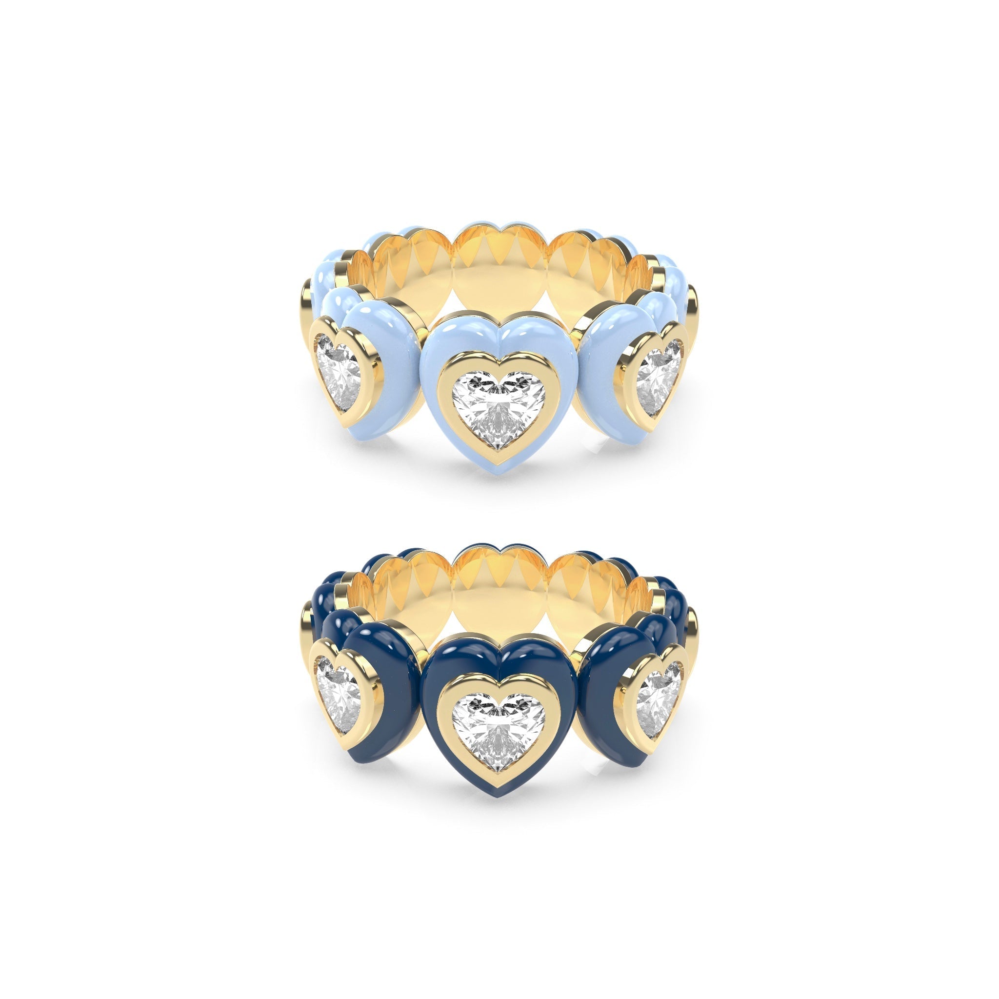 Heart Enamel Bauble Pop Ring Duo - Octonov