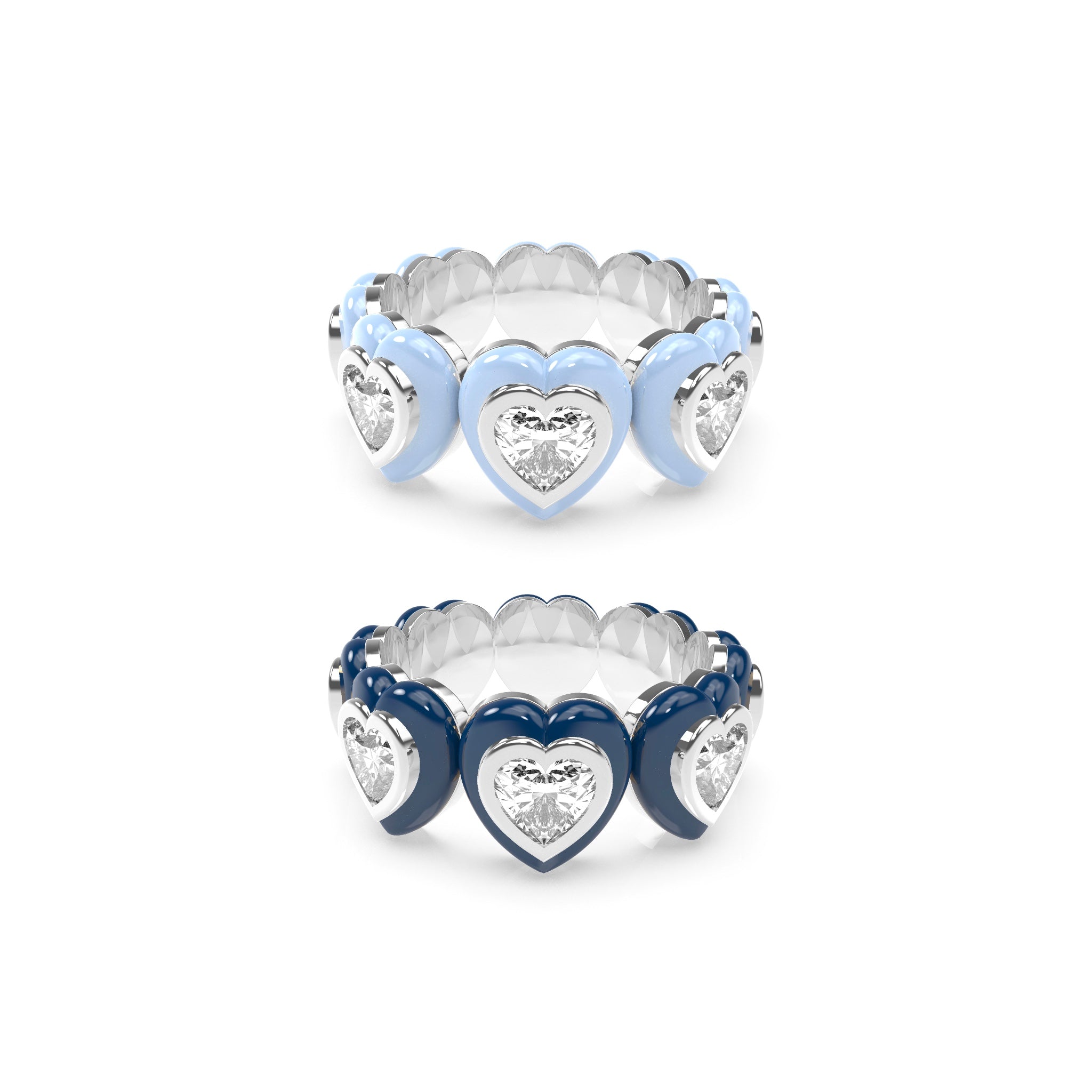Heart Enamel Bauble Pop Ring Duo - Octonov
