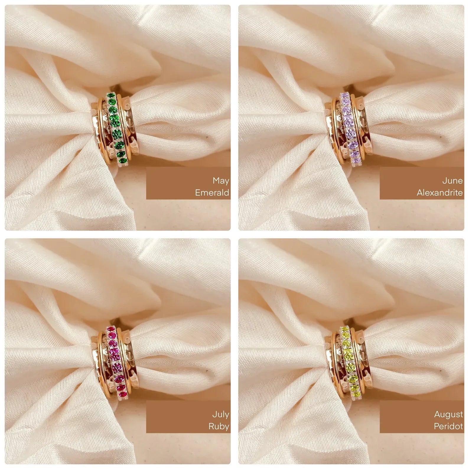 May Birthstone Eternity Spinner Ring - Octonov
