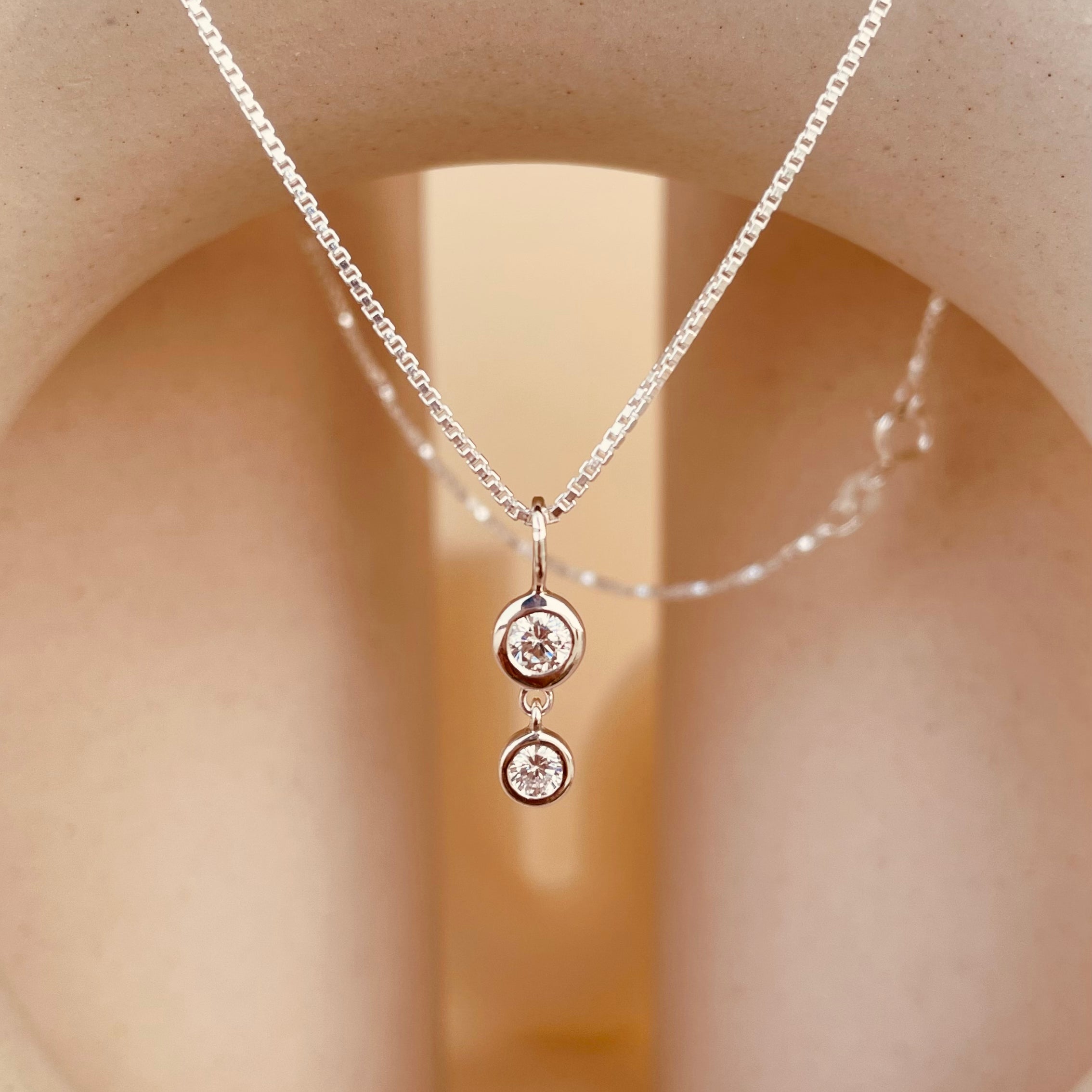 Minimal Double Drop Dangling Necklace with Box Chain - Octonov