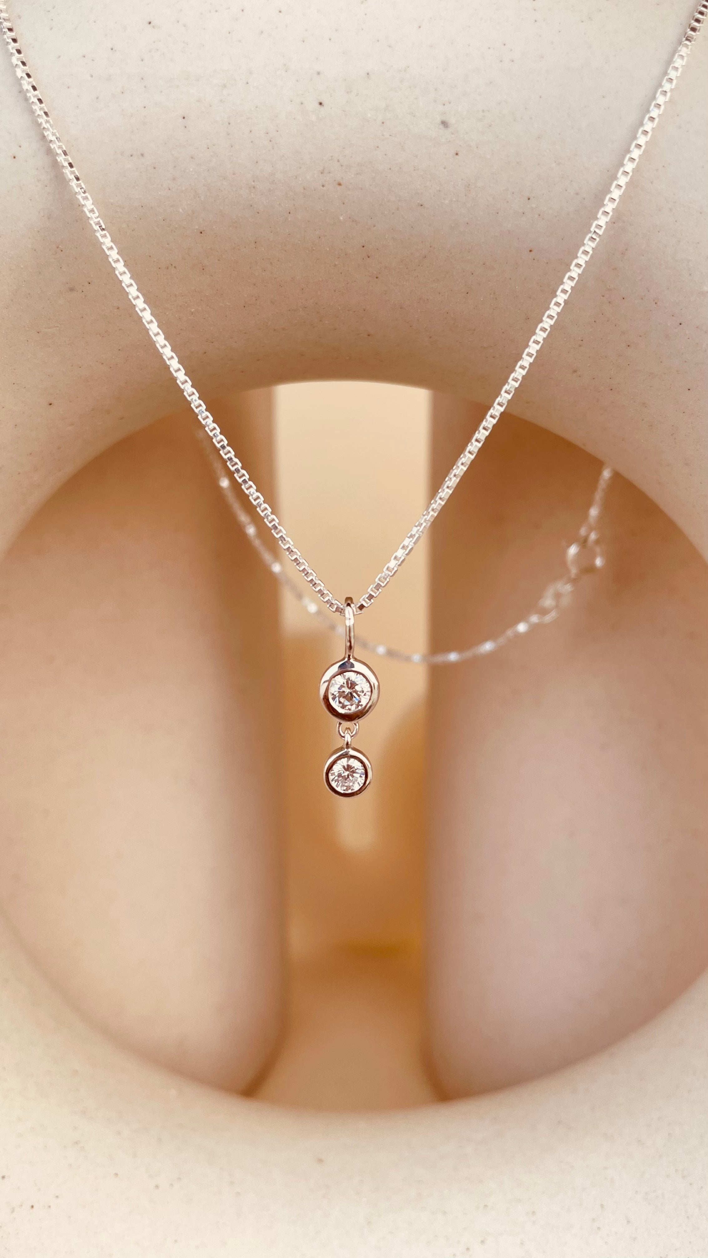 Minimal Double Drop Dangling Necklace with Box Chain - Octonov