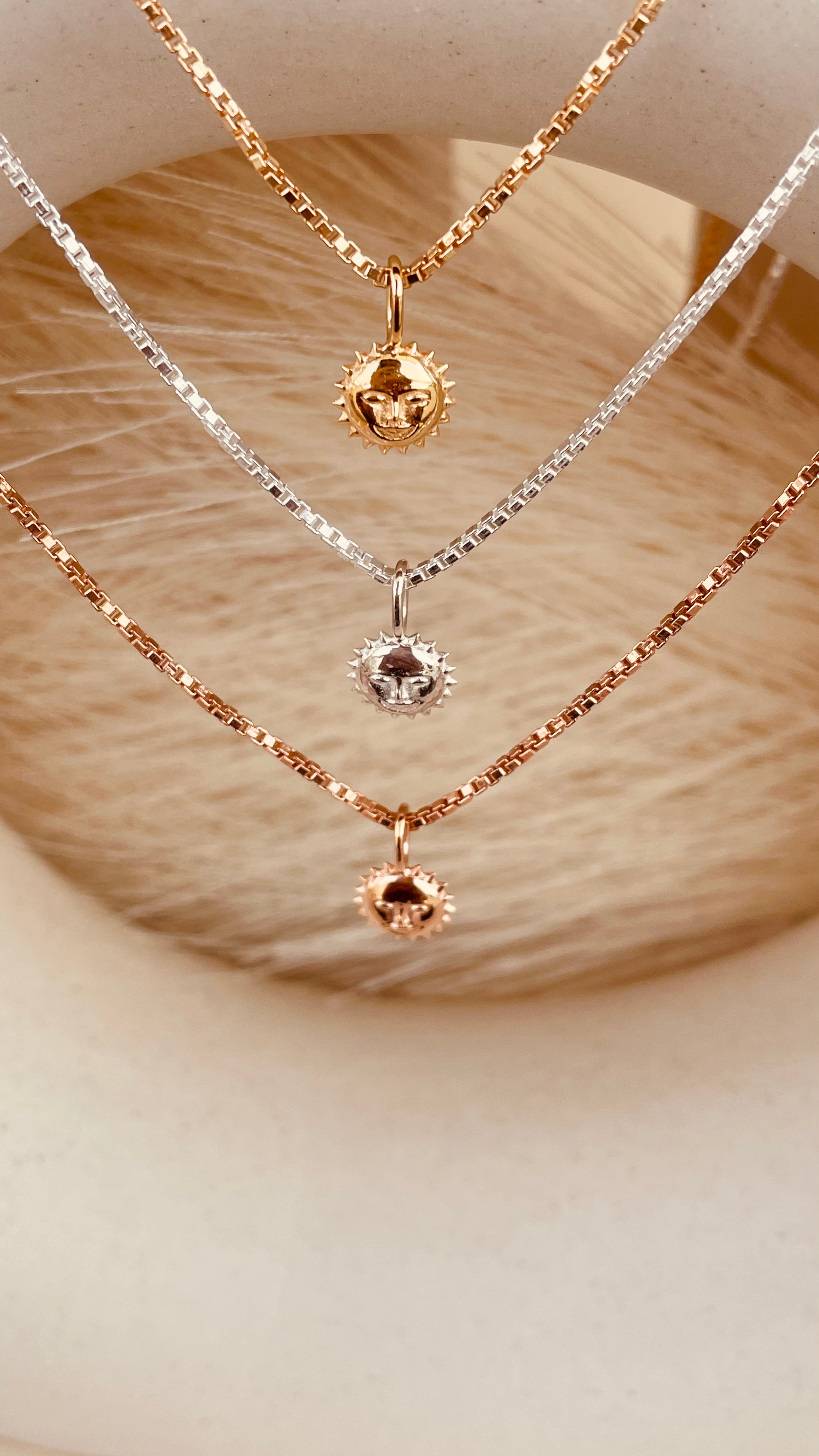 Dainty Steller Sun Charm Necklace with Box Chain with Box Chain - Octonov