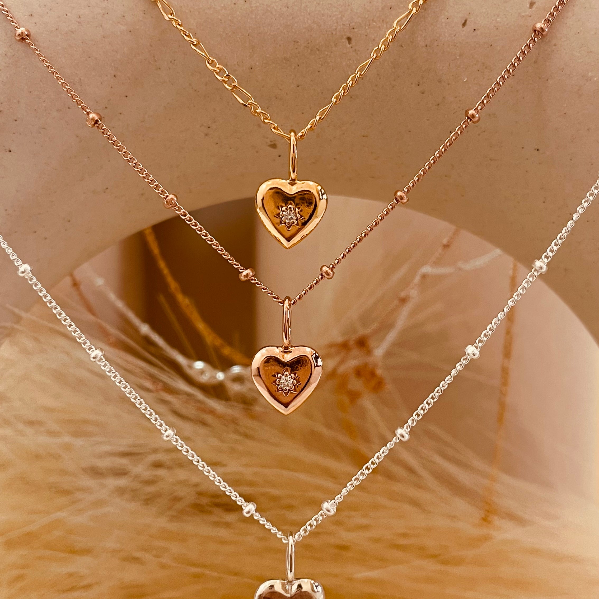 Vintage Heart Satellite Necklace with Satellite Chain - Octonov