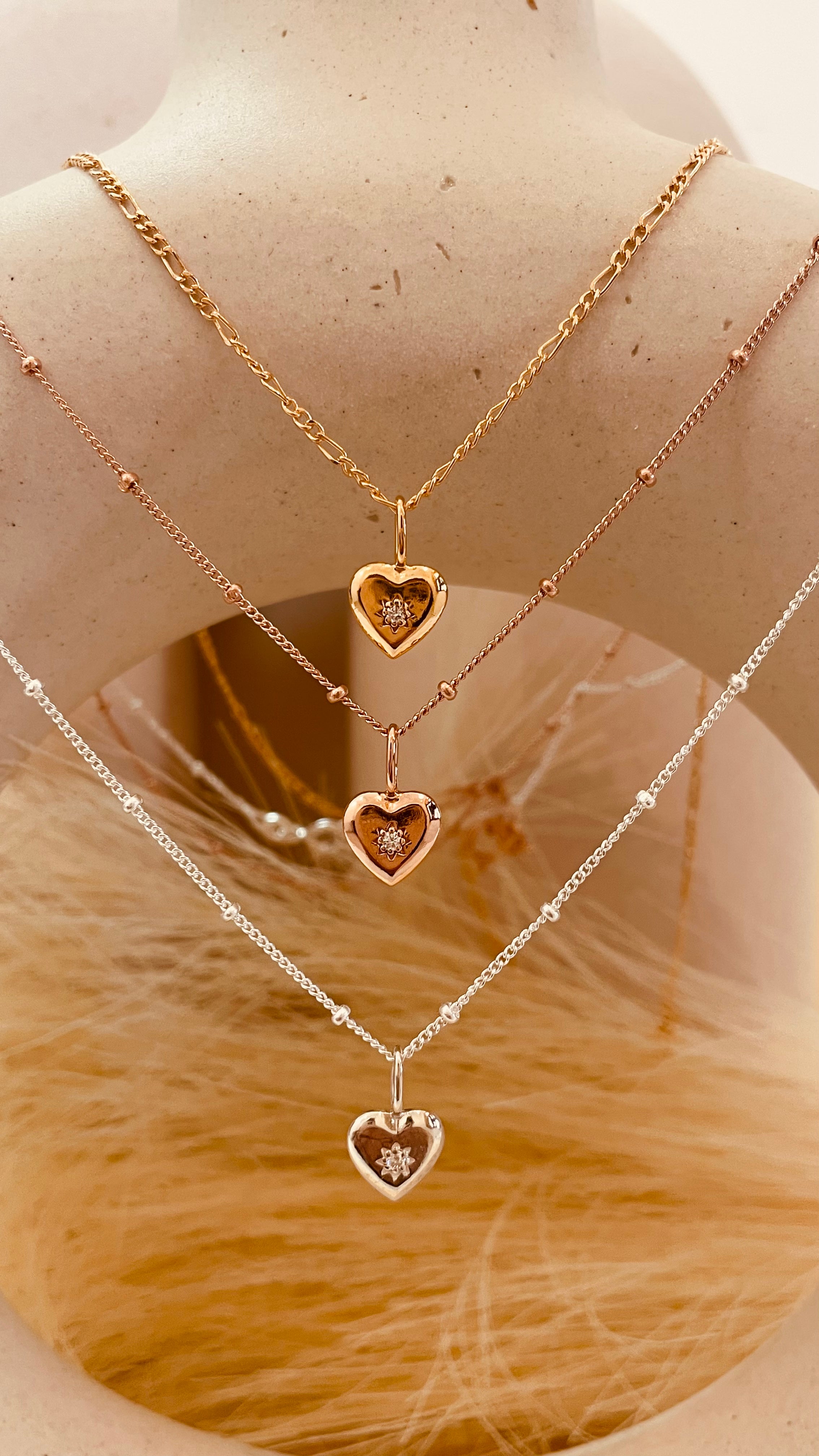 Vintage Heart Satellite Necklace with Satellite Chain - Octonov