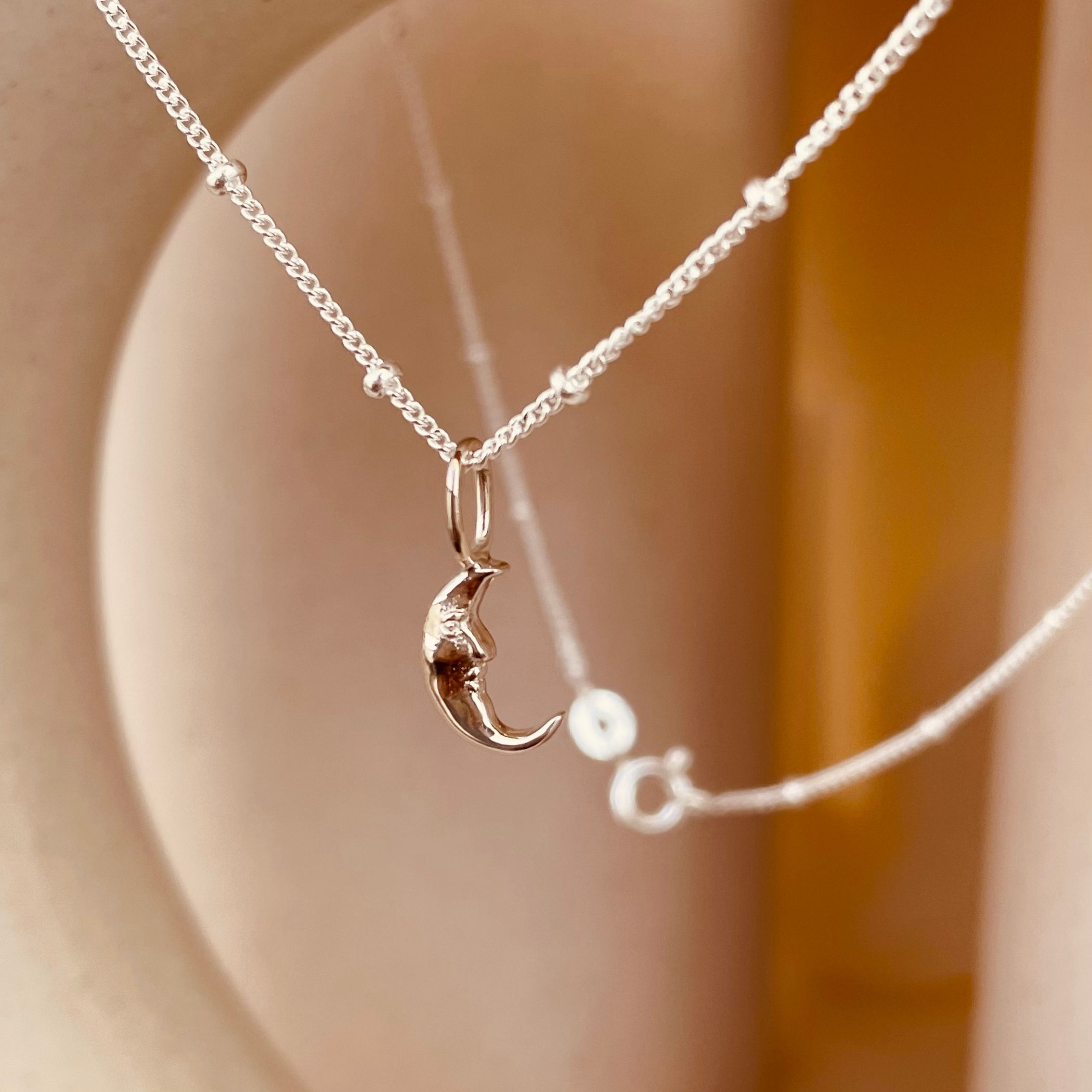 Crescent Moon Necklace with Satellite Chain - Octonov