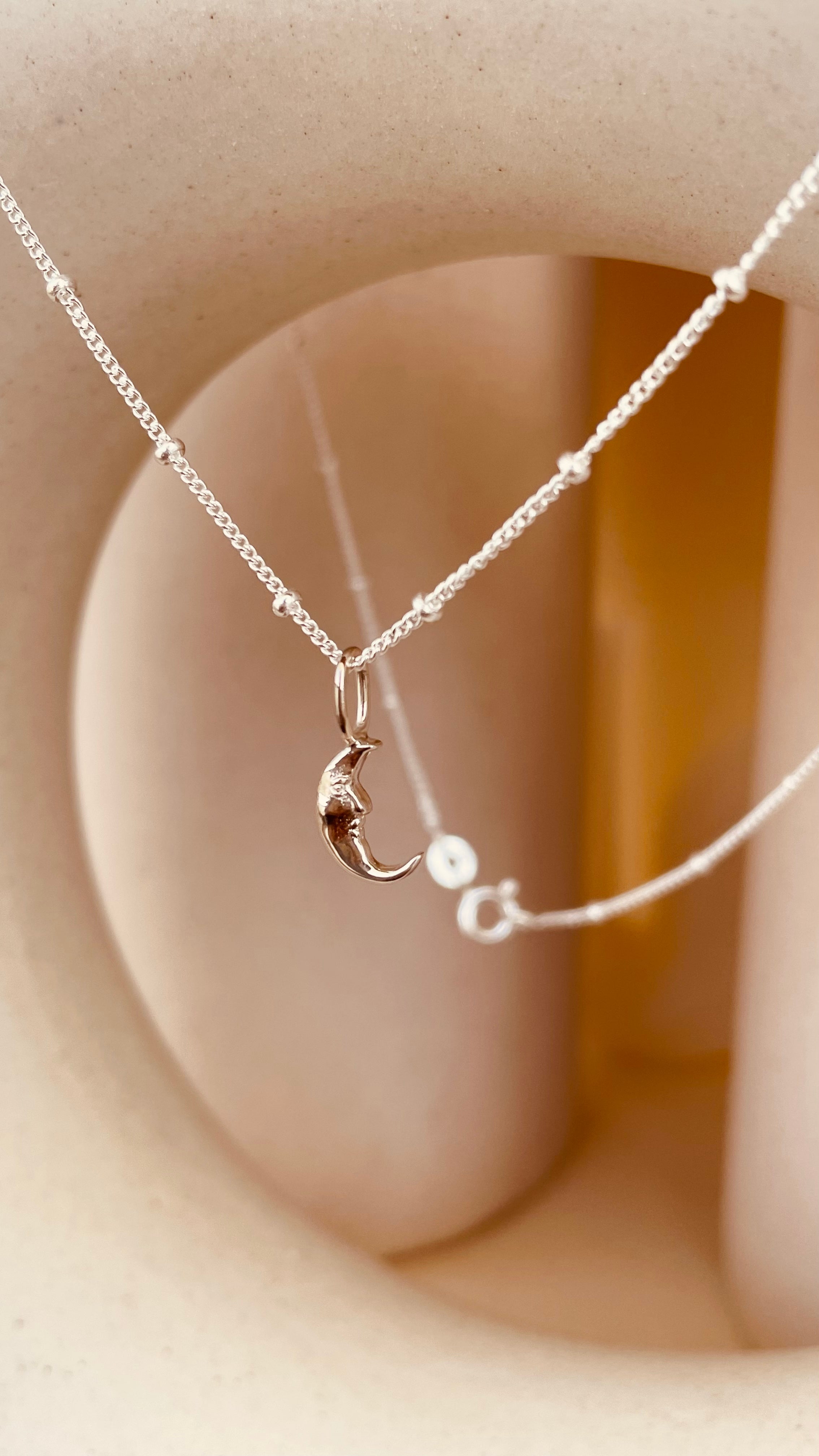 Crescent Moon Necklace with Satellite Chain - Octonov