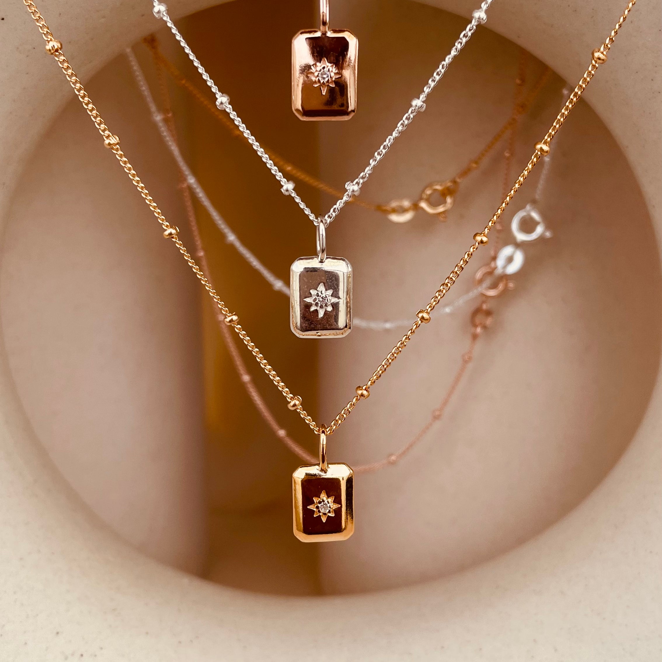 Dainty North Star Necklace with Satellite Chain - Octonov