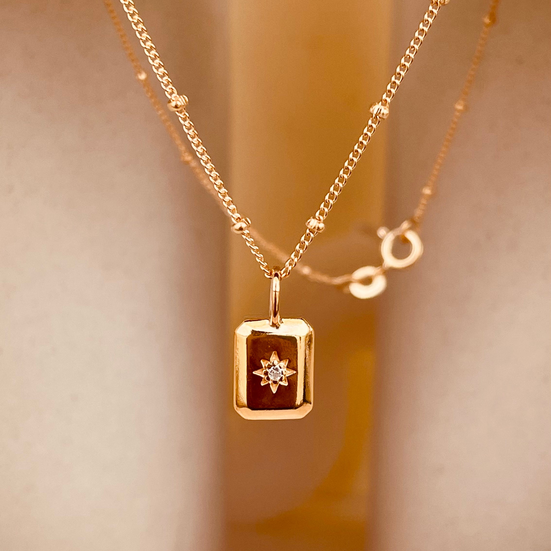 Dainty North Star Necklace with Satellite Chain - Octonov