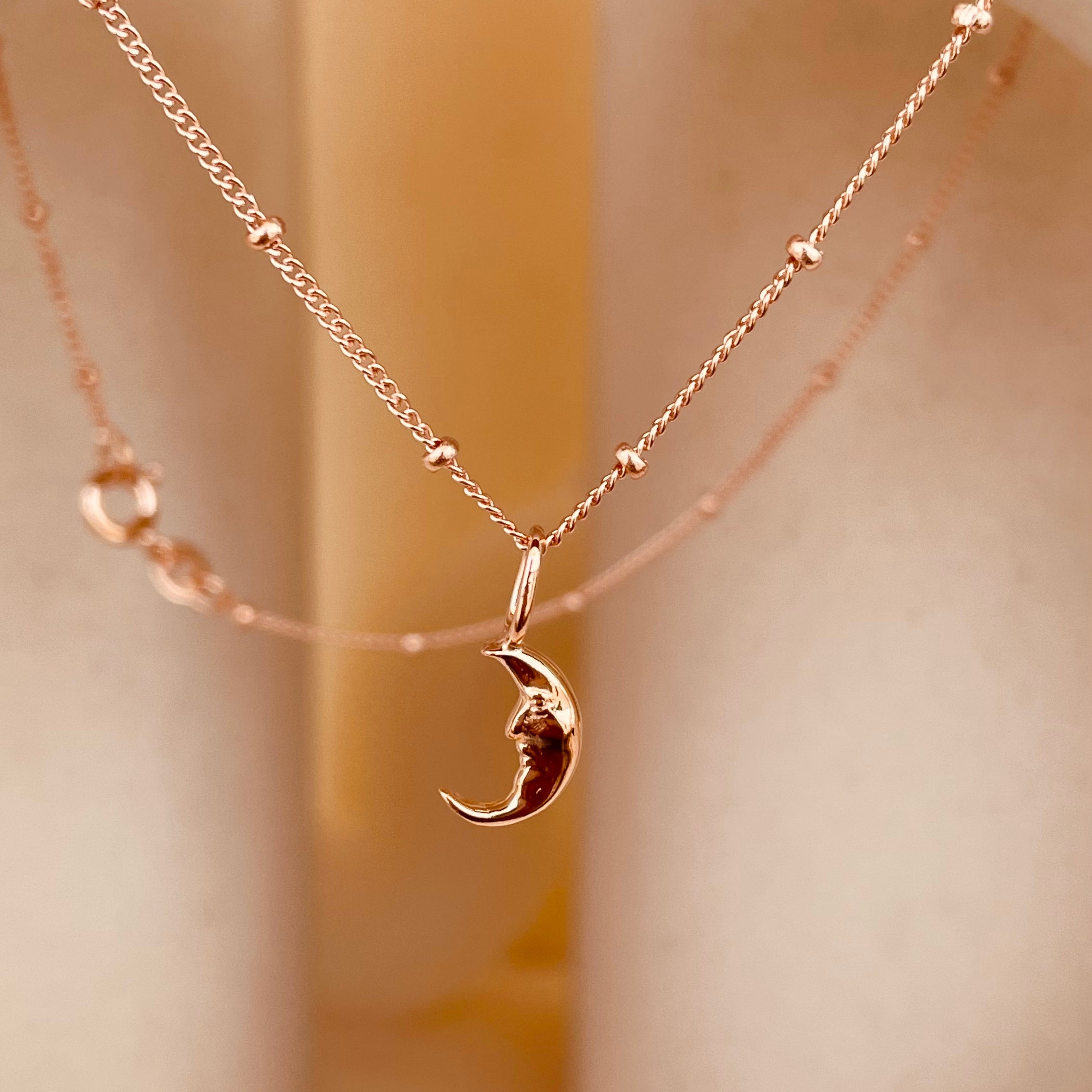 Crescent Moon Necklace with Satellite Chain - Octonov