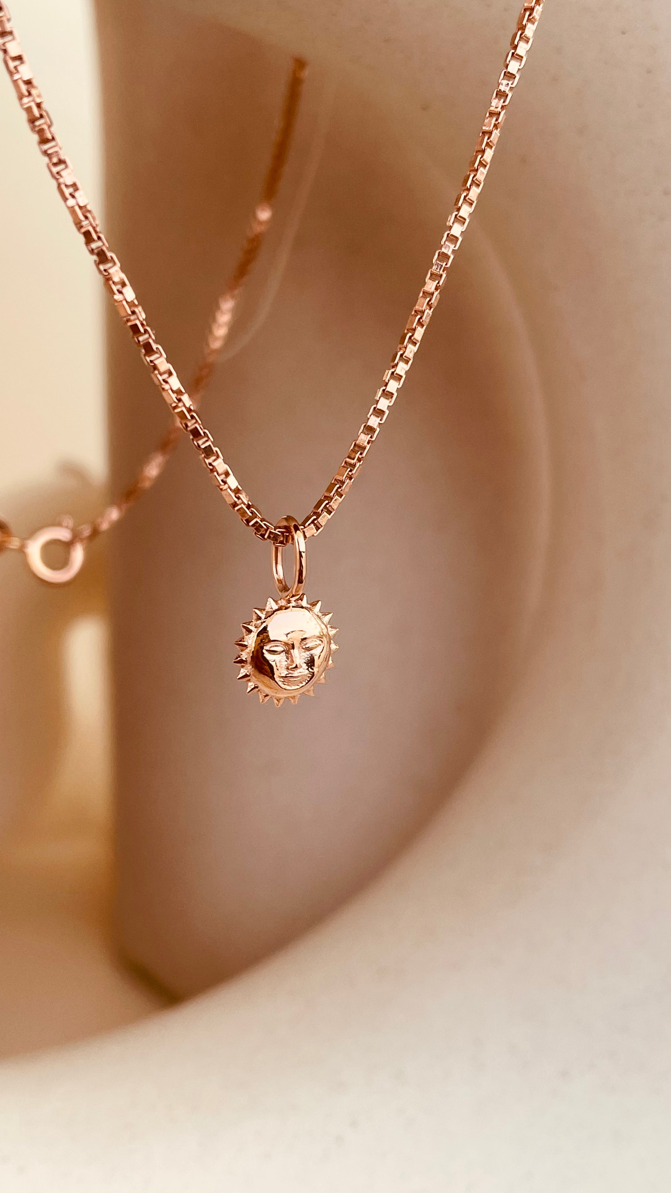 Dainty Steller Sun Charm Necklace with Box Chain with Box Chain - Octonov