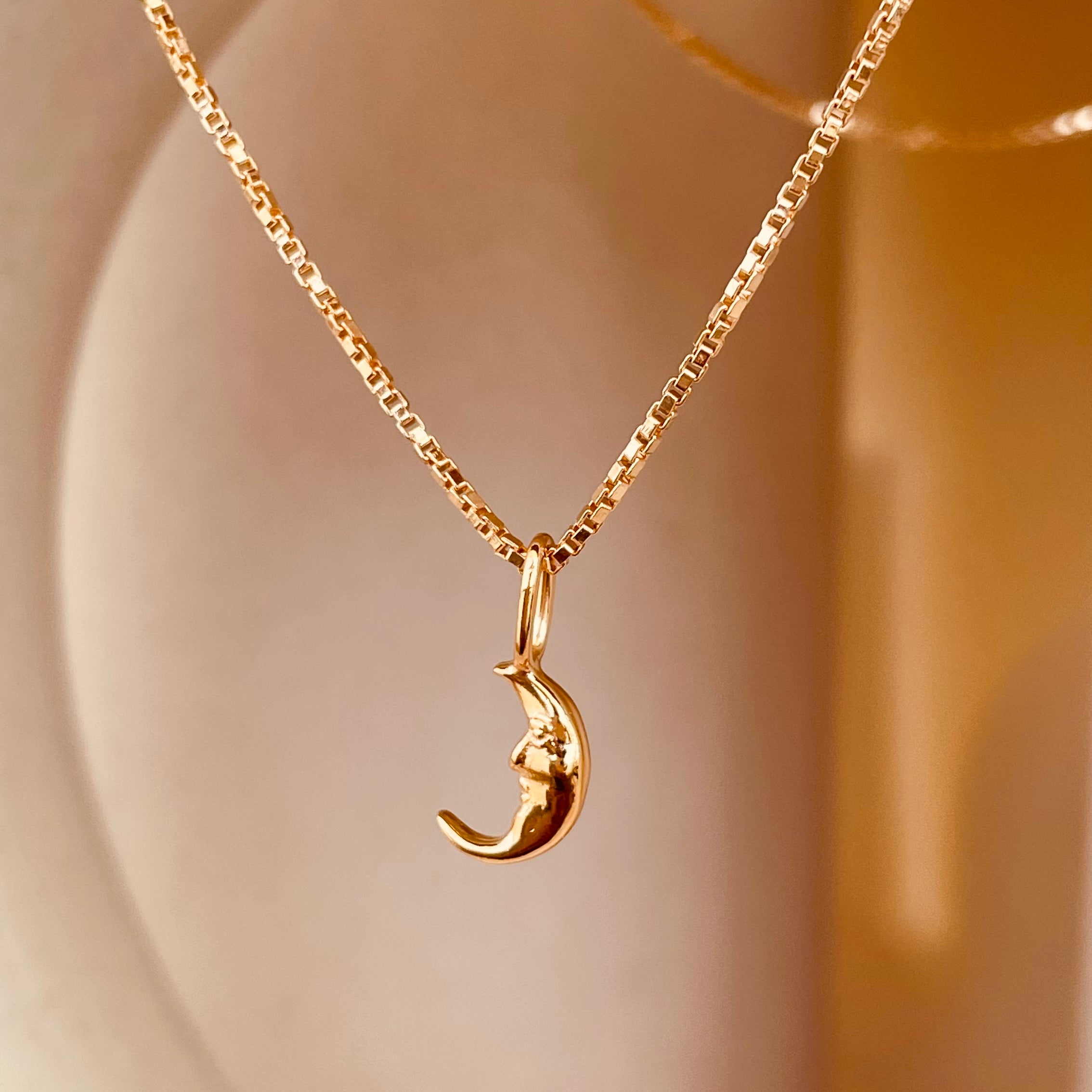 Crescent Moon Necklace with Box Chain - Octonov