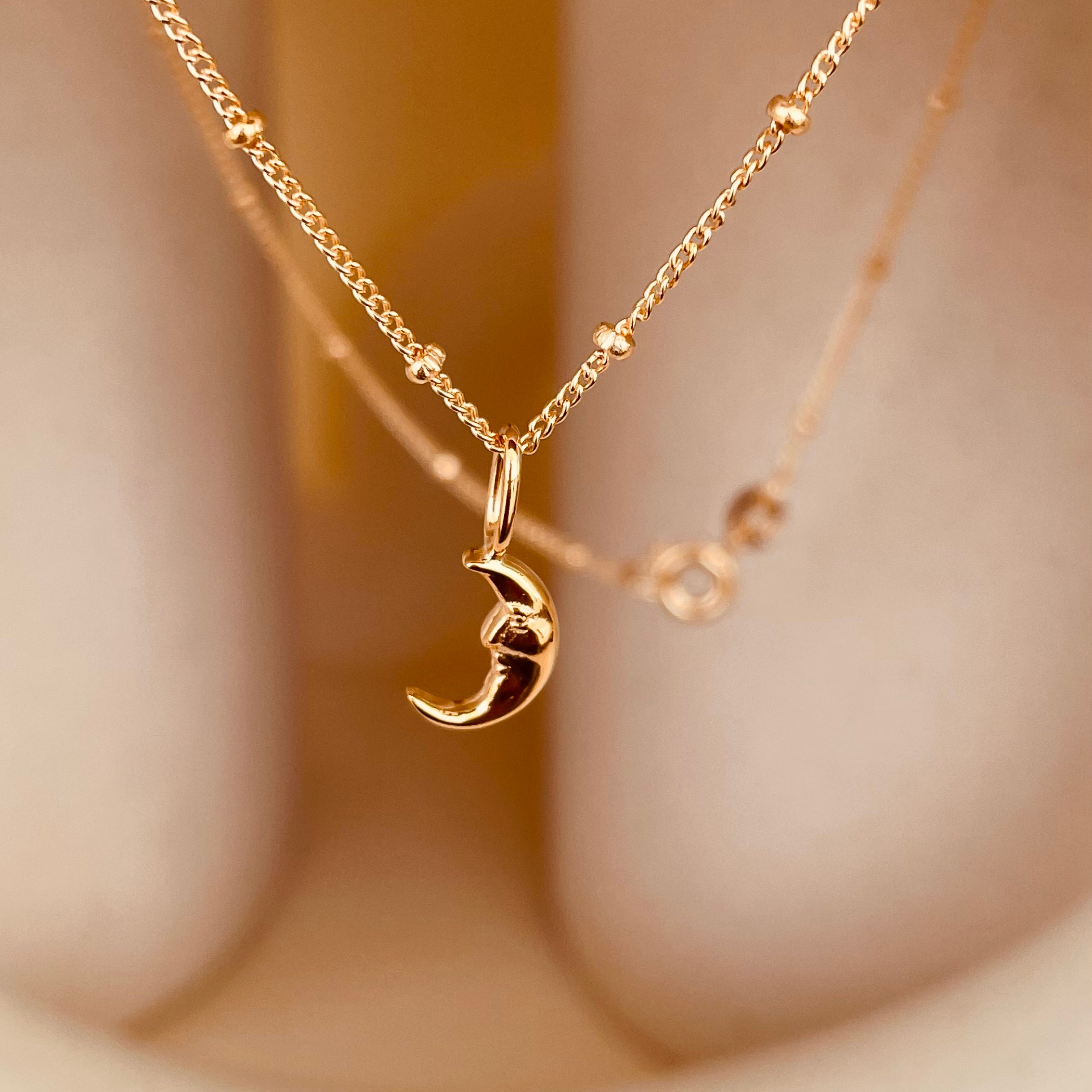 Crescent Moon Necklace with Satellite Chain - Octonov