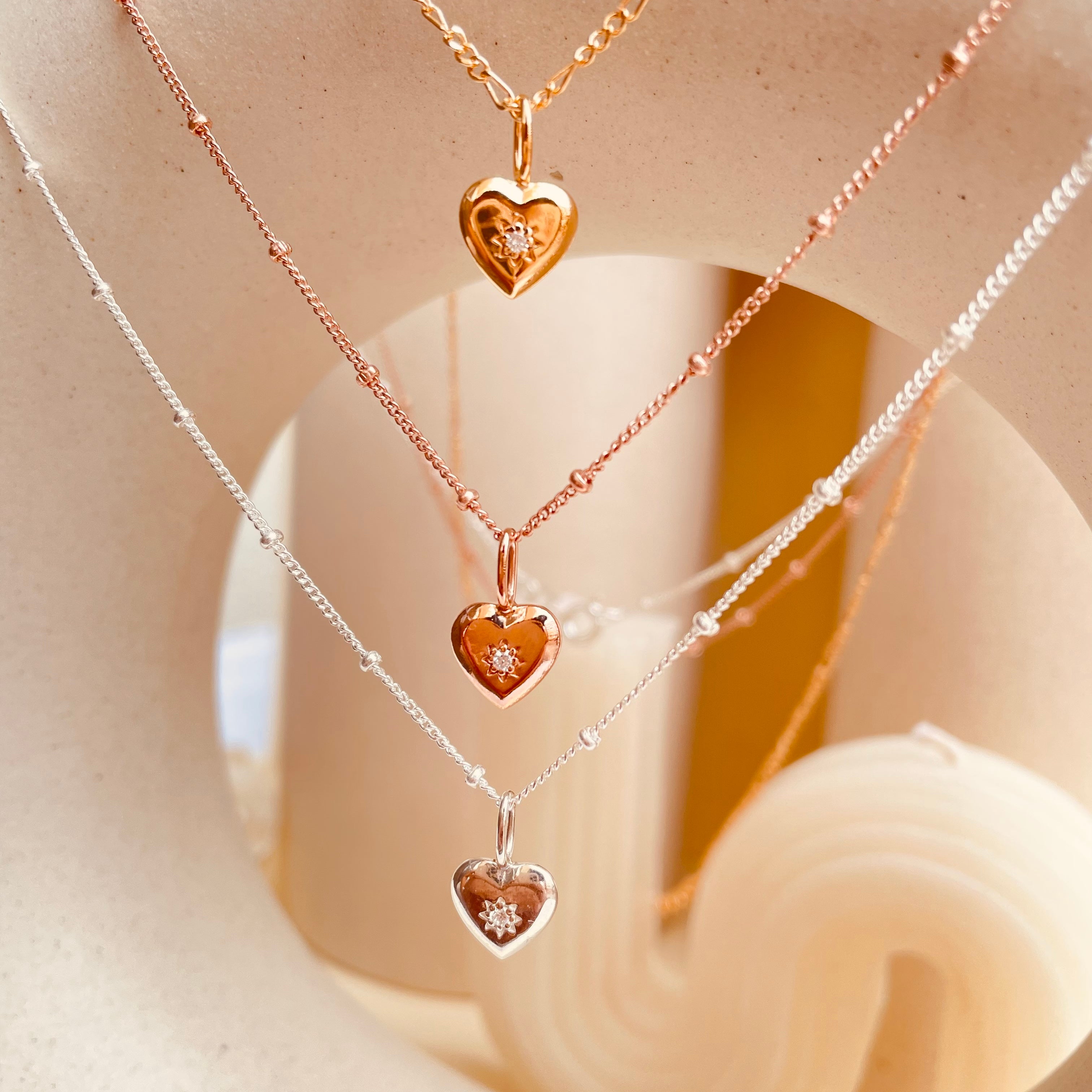 Vintage Heart Satellite Necklace with Satellite Chain - Octonov