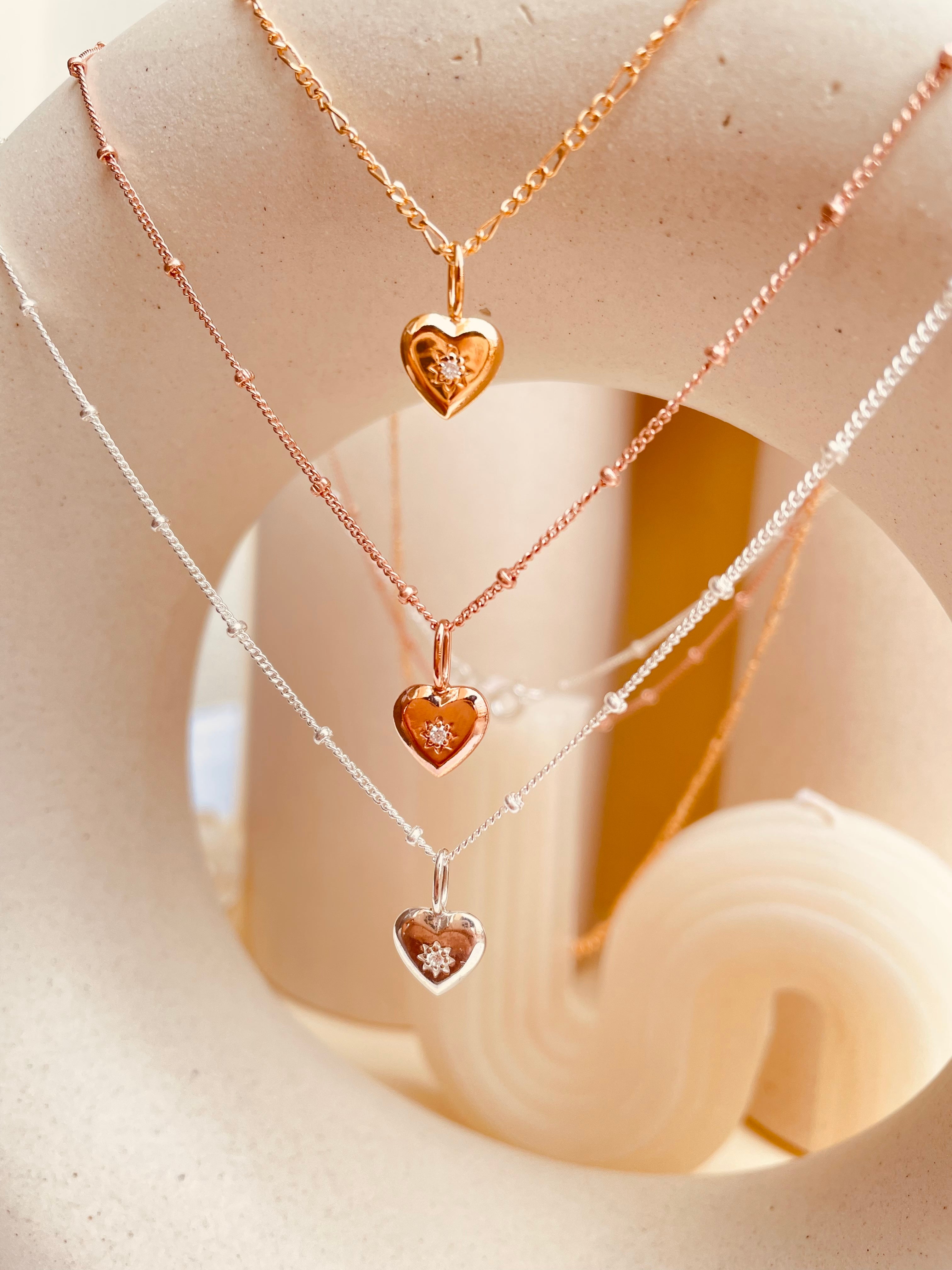 Vintage Heart Satellite Necklace with Satellite Chain - Octonov