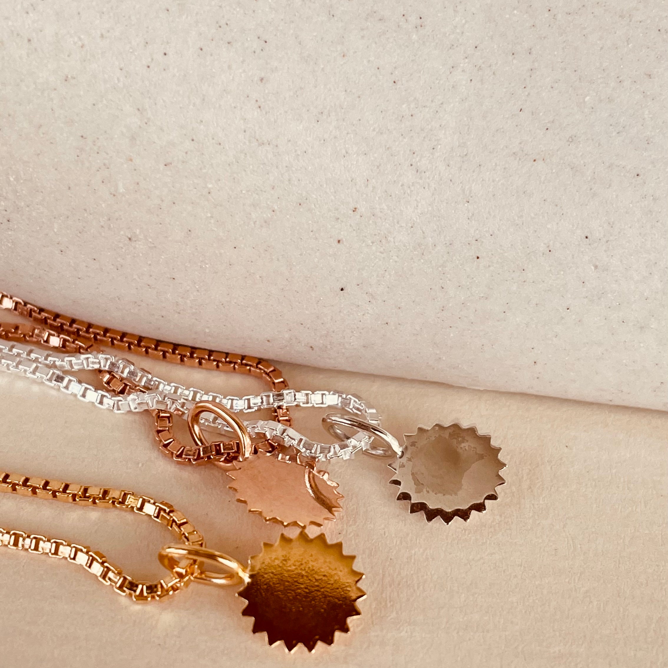 Dainty Steller Sun Charm Necklace with Box Chain with Box Chain - Octonov