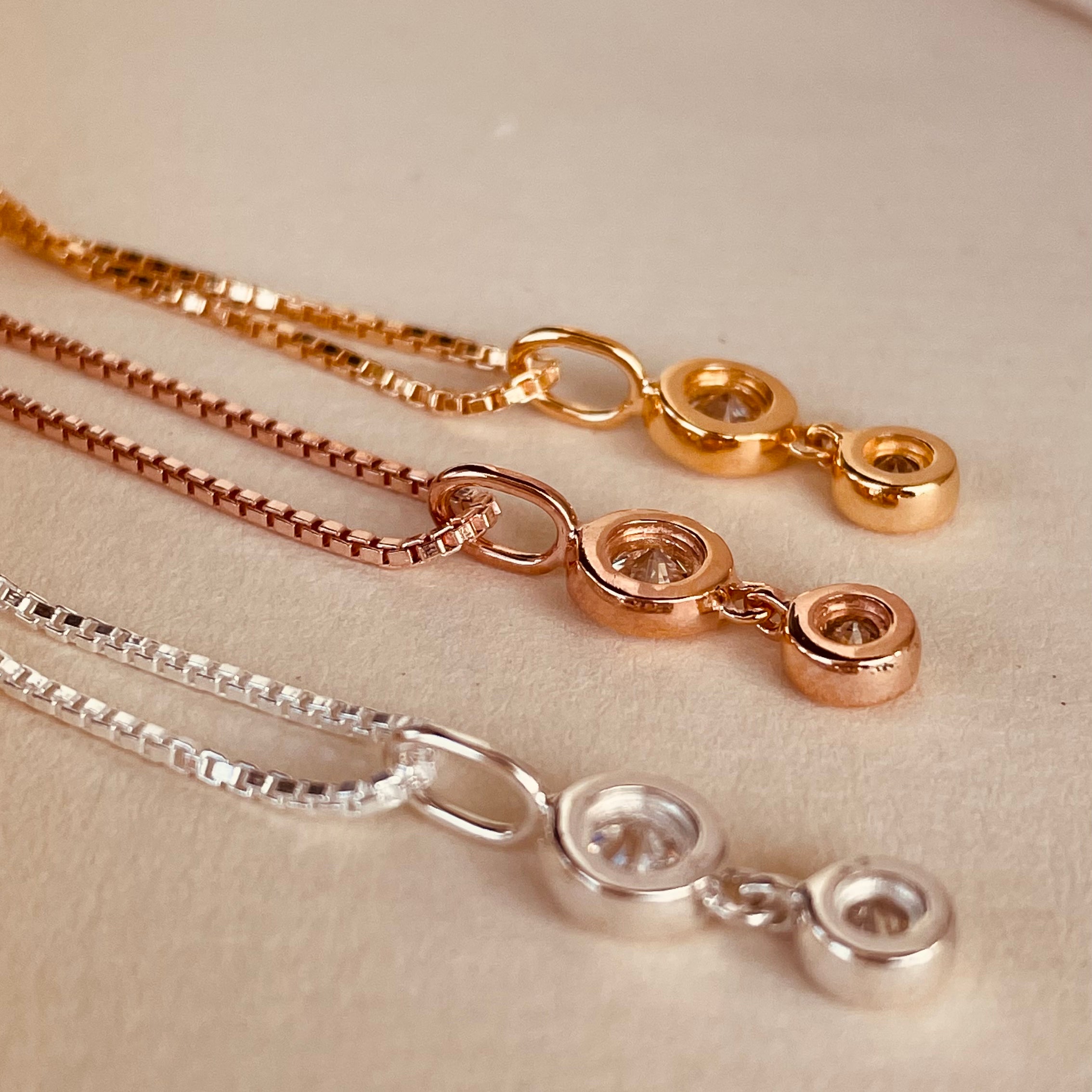 Minimal Double Drop Dangling Necklace with Box Chain - Octonov