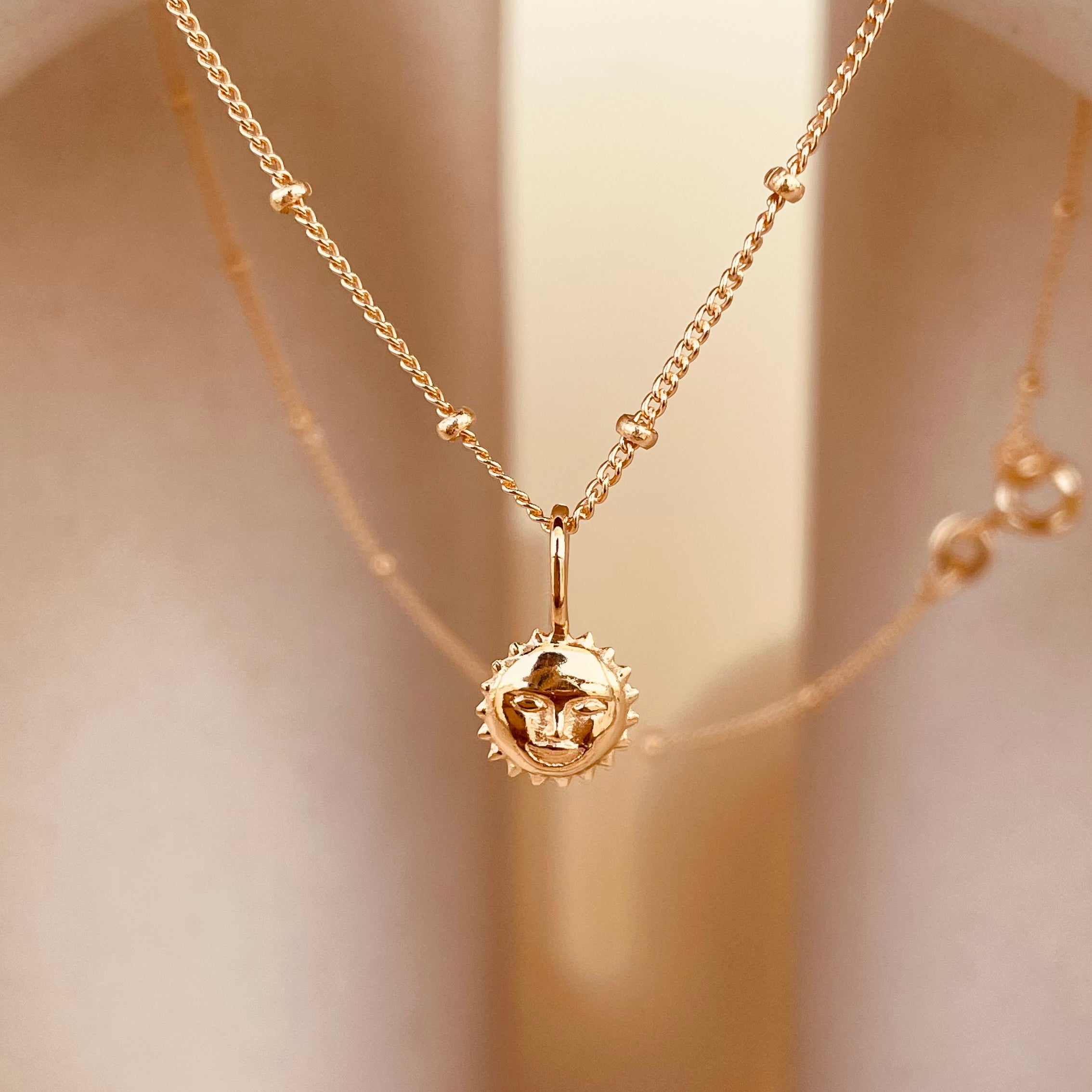 Steller Sun Charm Necklace with Satellite Chain - Octonov