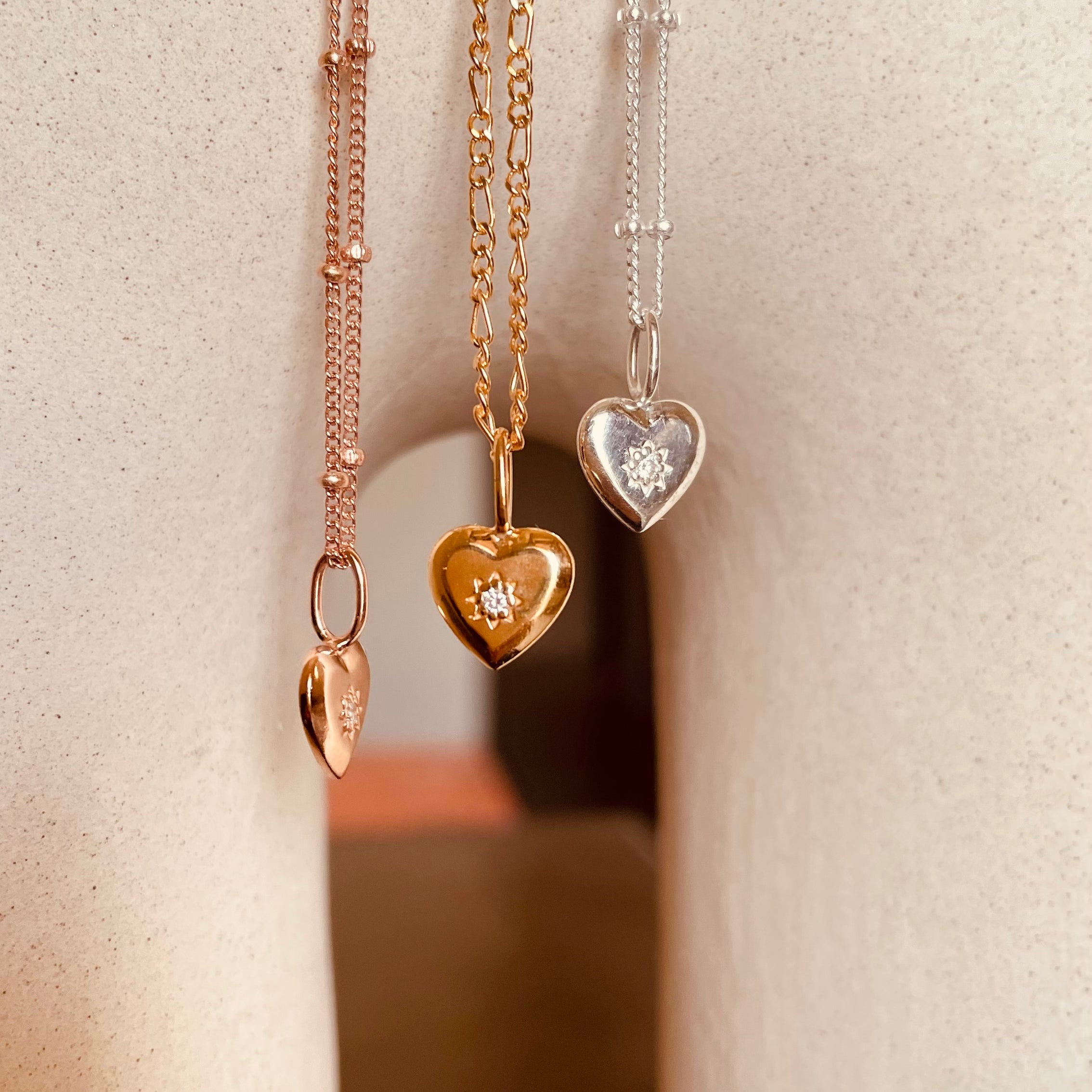 Vintage Heart Satellite Necklace with Satellite Chain - Octonov