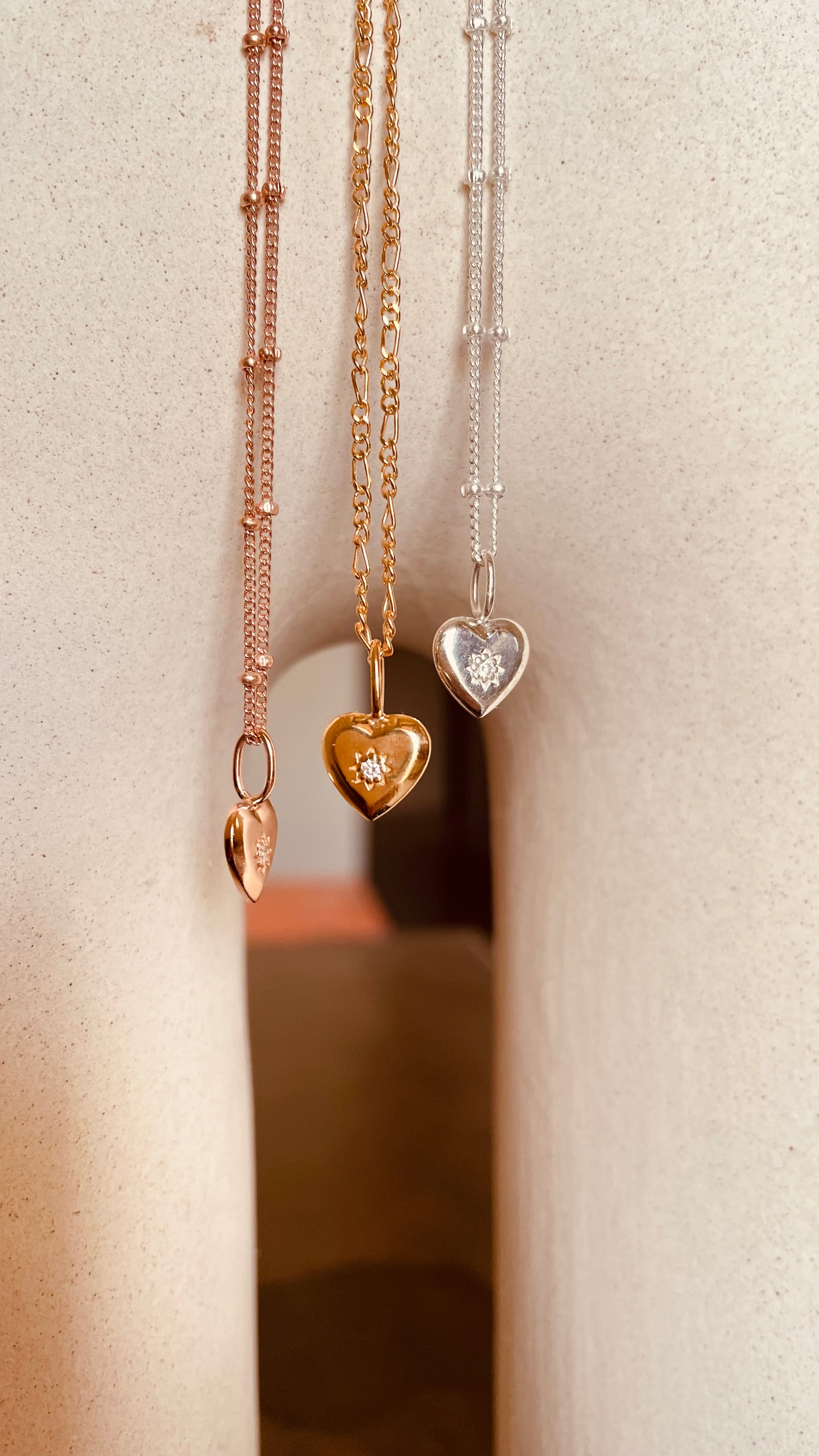 Vintage Heart Satellite Necklace with Satellite Chain - Octonov