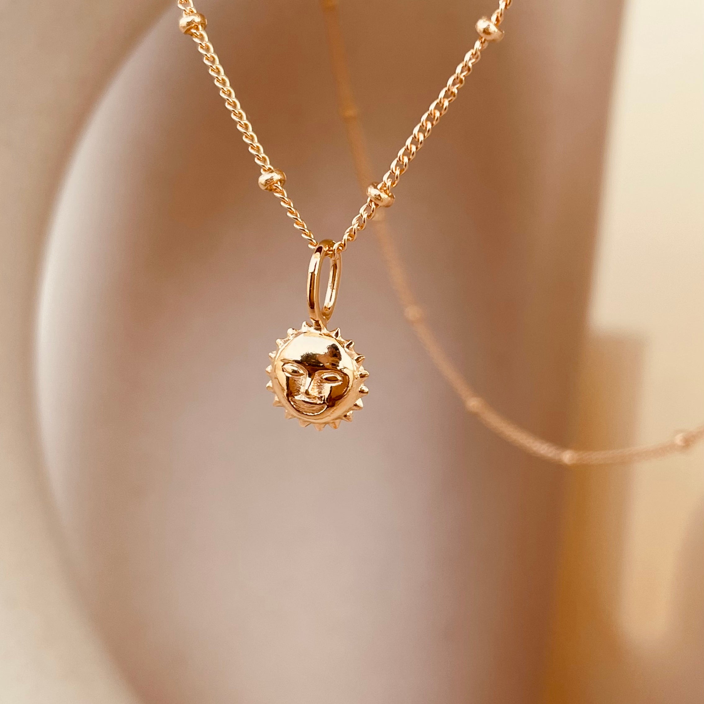 Steller Sun Charm Necklace with Satellite Chain - Octonov