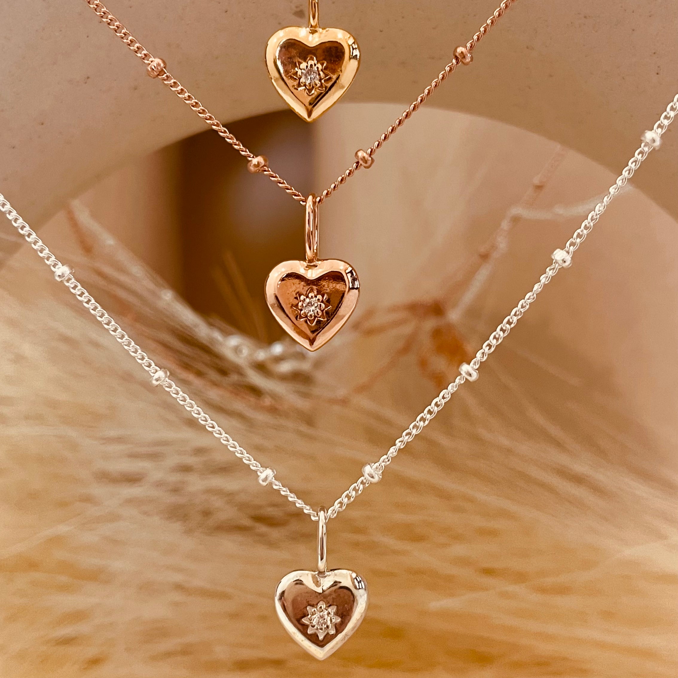 Vintage Heart Satellite Necklace with Satellite Chain - Octonov