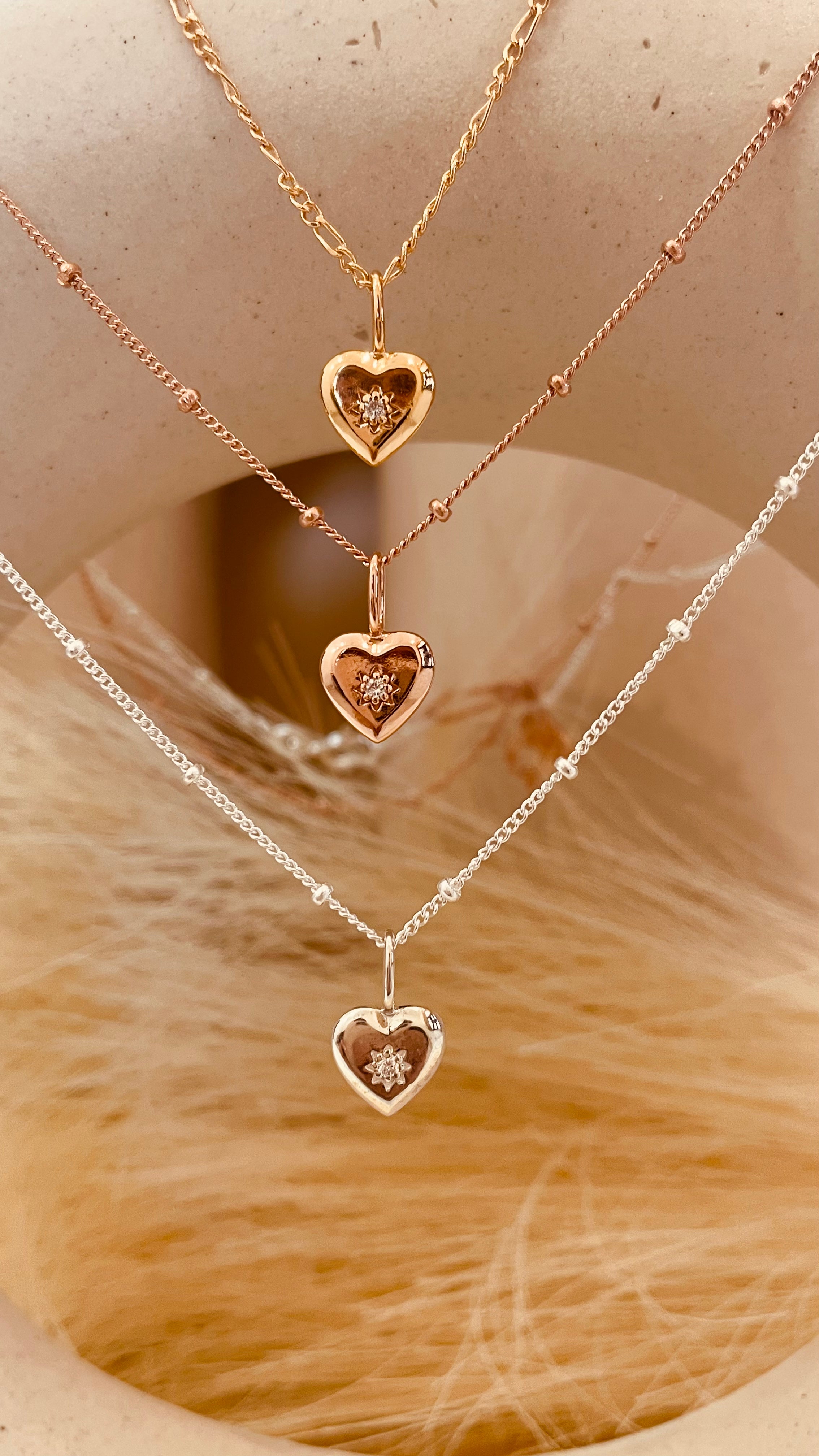Vintage Heart Satellite Necklace with Satellite Chain - Octonov