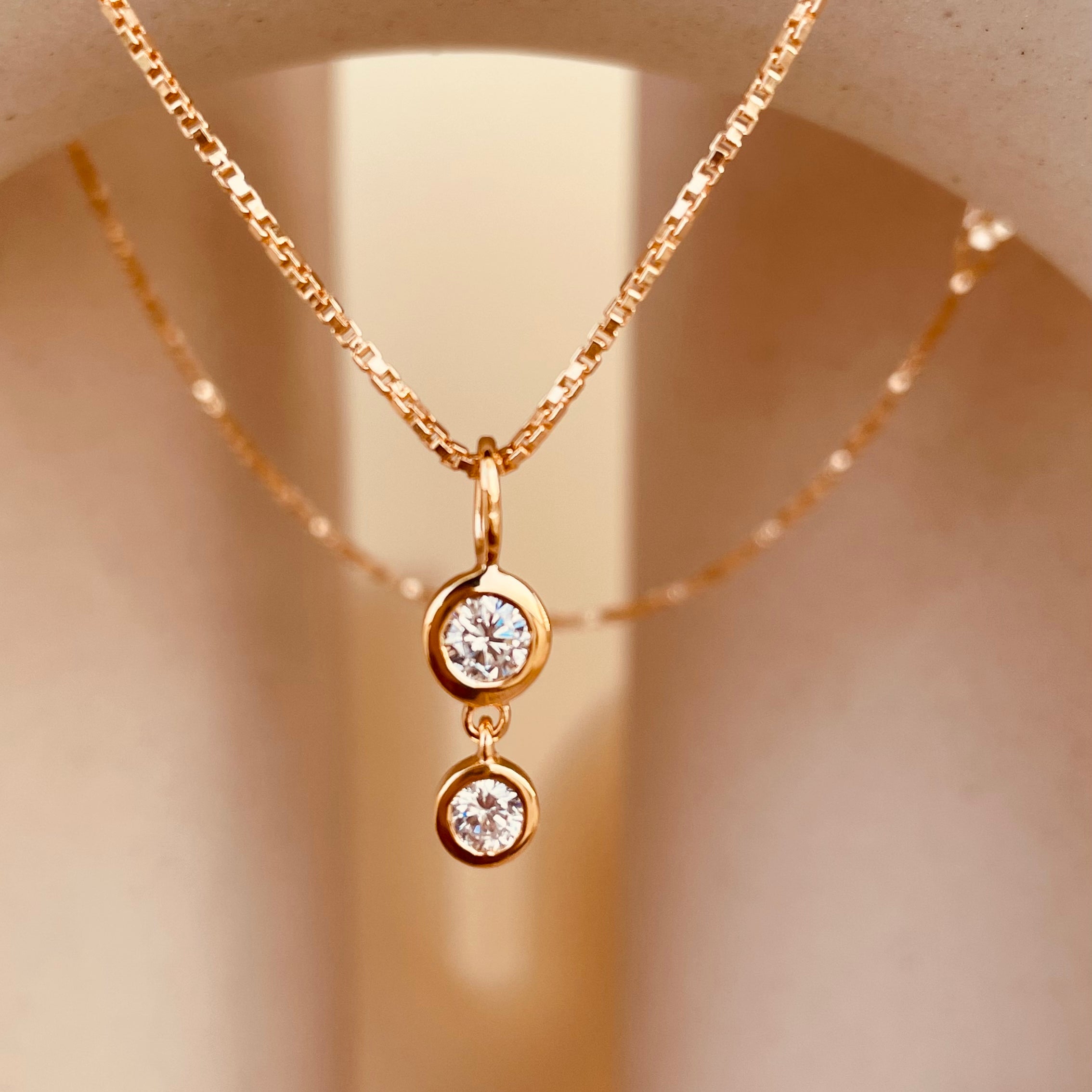 Minimal Double Drop Dangling Necklace with Box Chain - Octonov